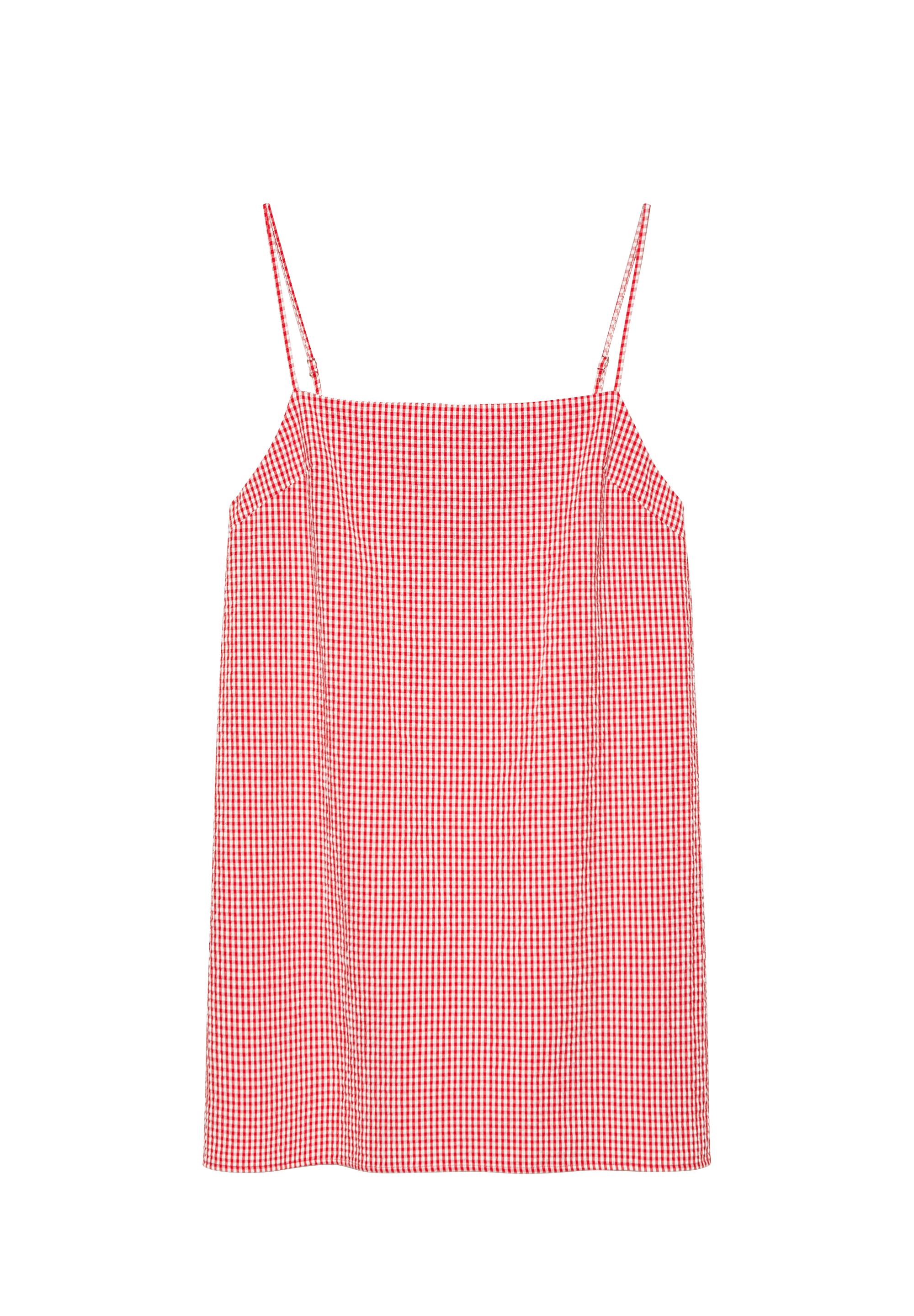 Short gingham check strappy dress — Red/White