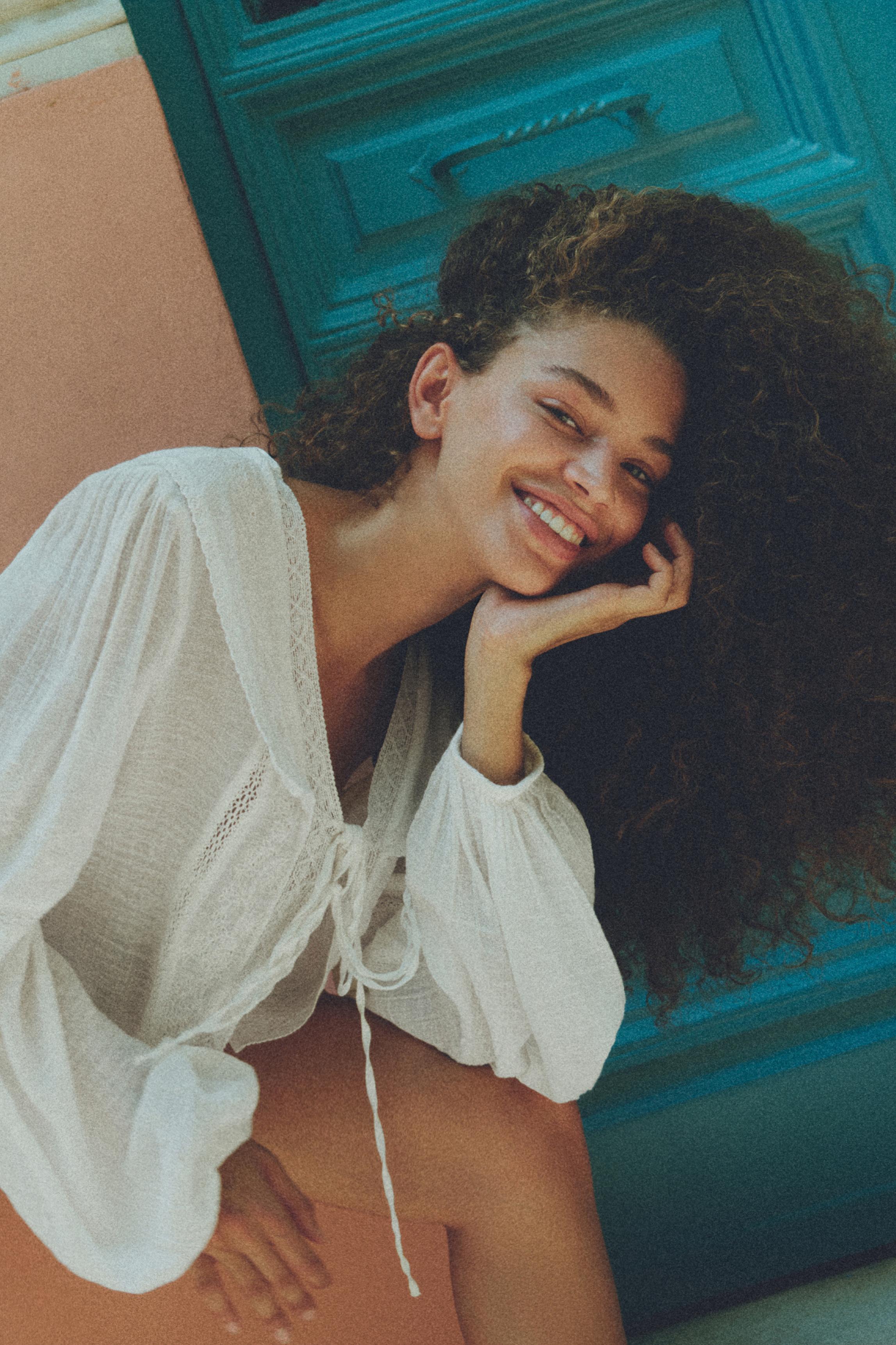 White lace trim blouse — White