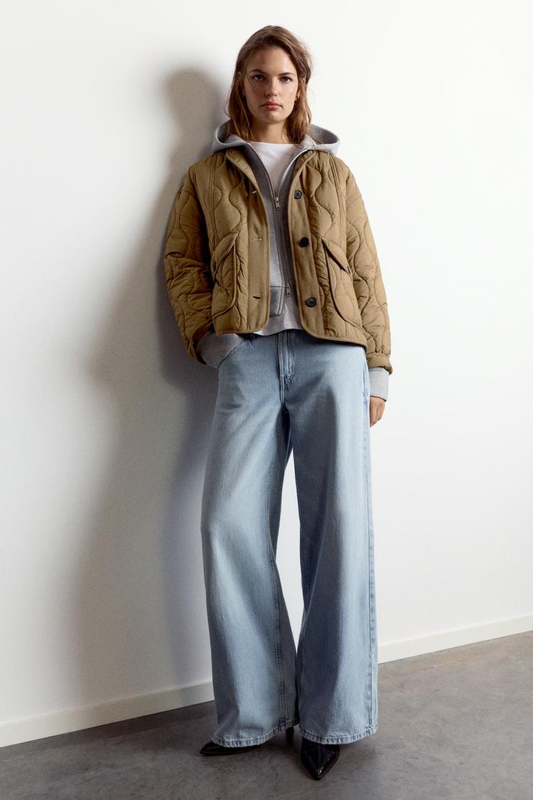 Puffer jacket with pockets — Dark khaki