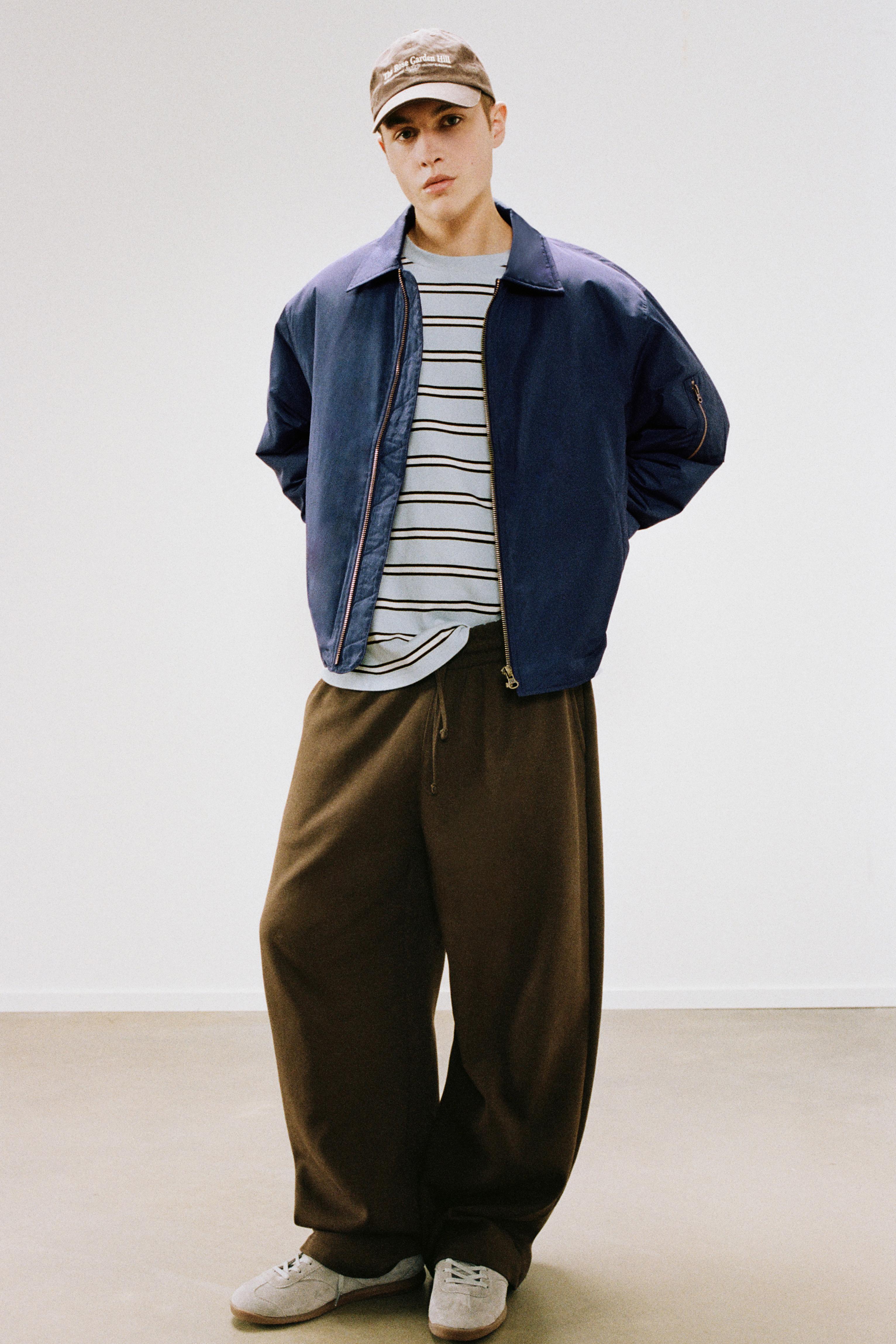Bomber jacket with shirt collar — Dark navy