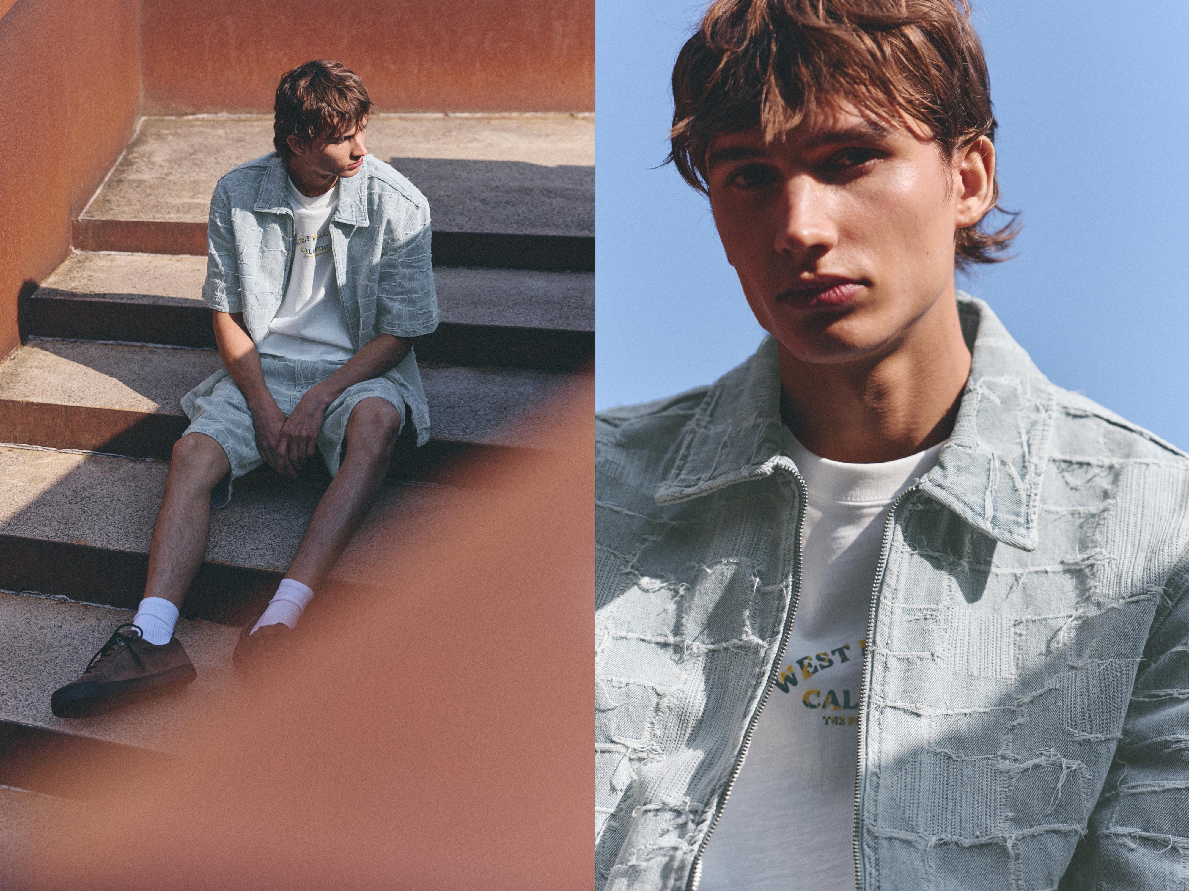 Jacquard denim shirt — Pale indigo