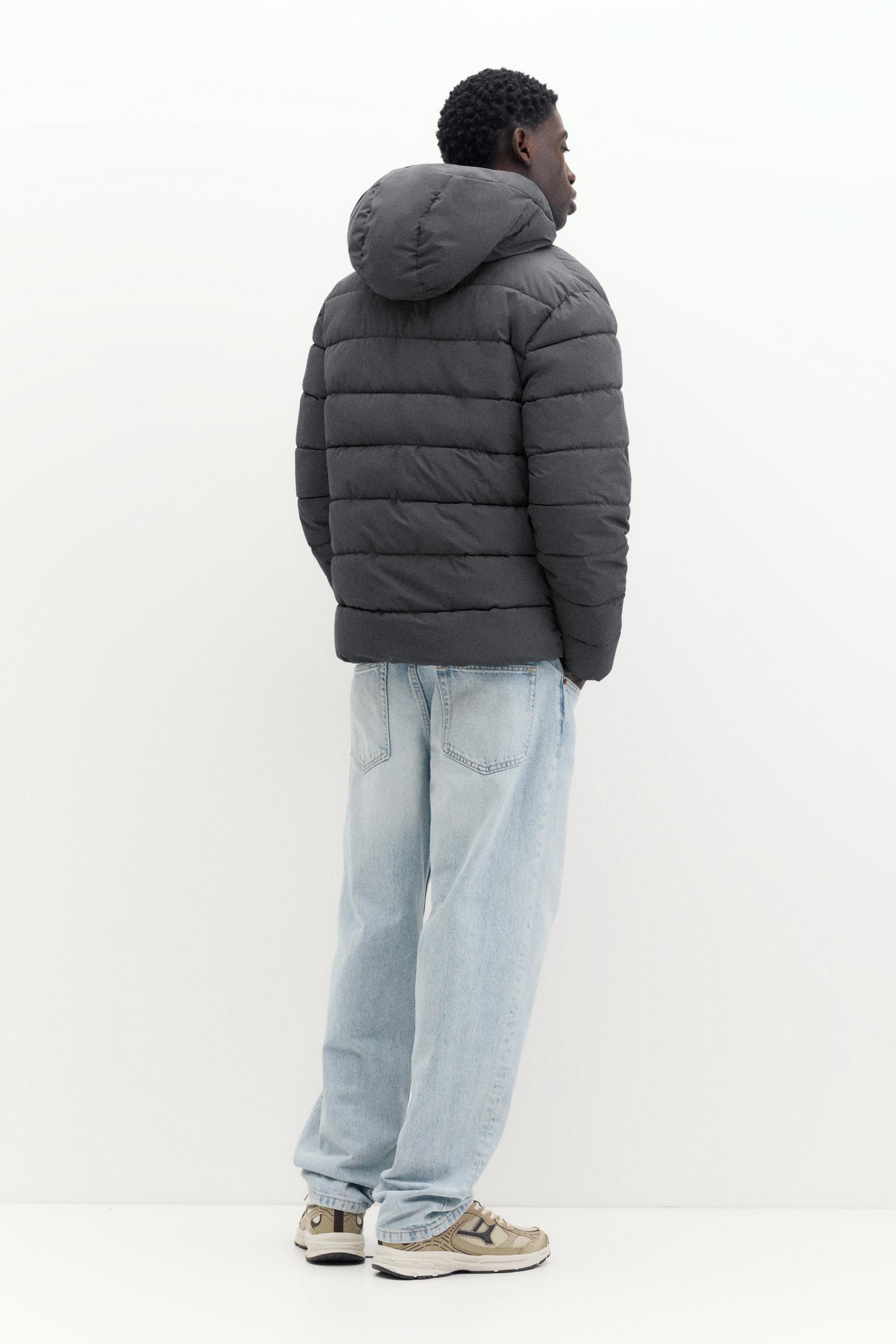 Puffer jacket with hood — Dark grey