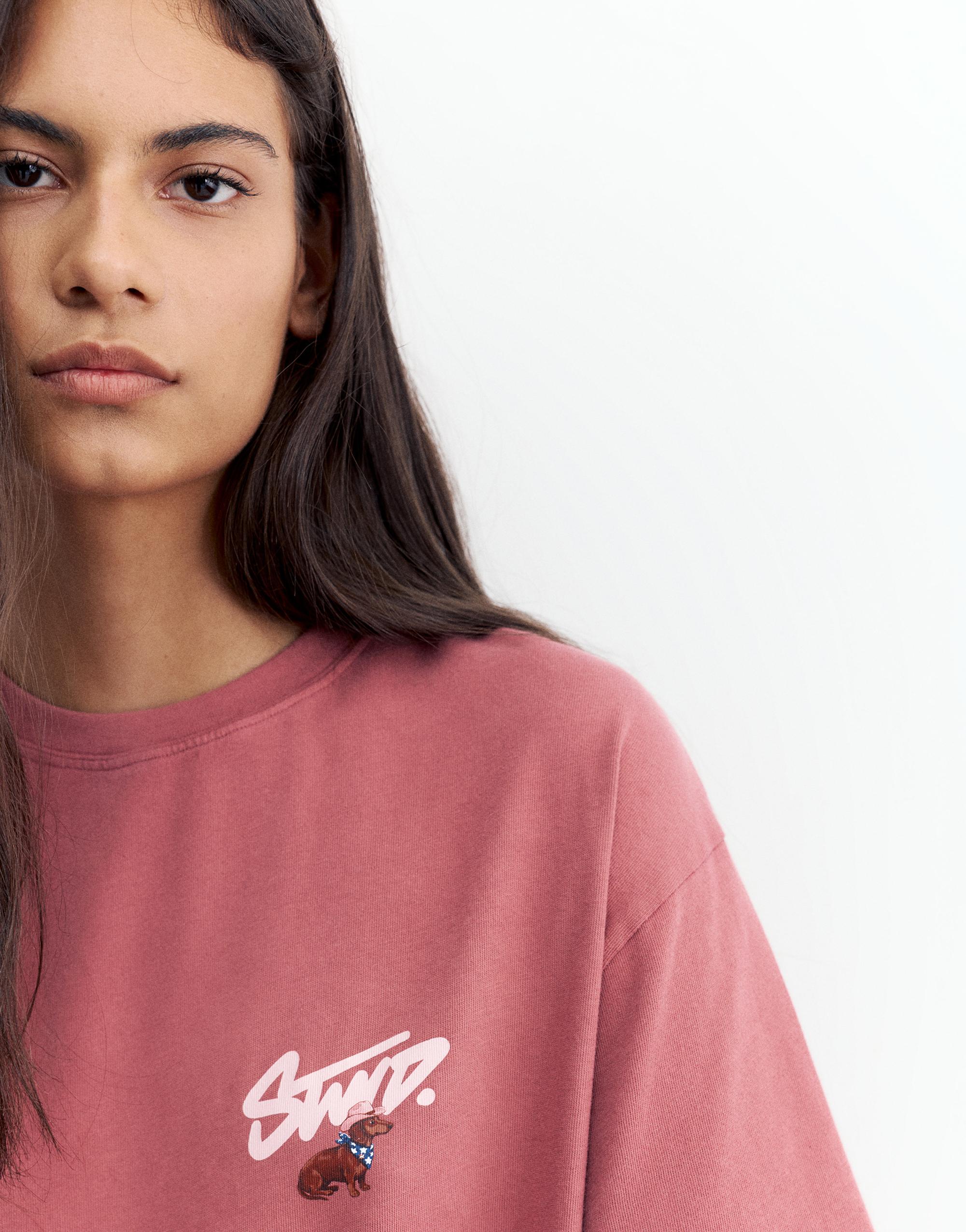 STWD dog graphic T-shirt — Dark pink