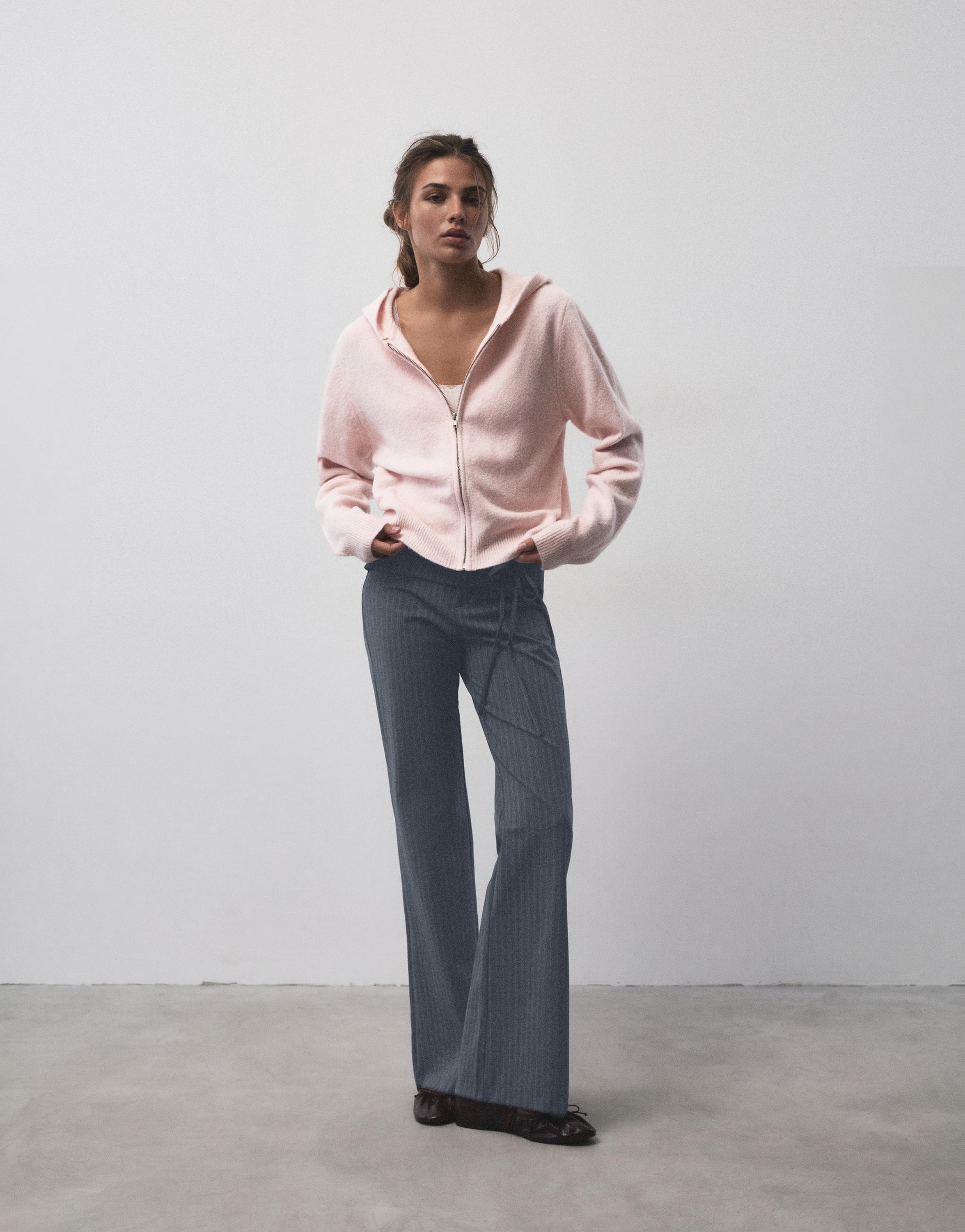 Pull&Bear Kapüşonlu fermuarlı hırka görsel 7