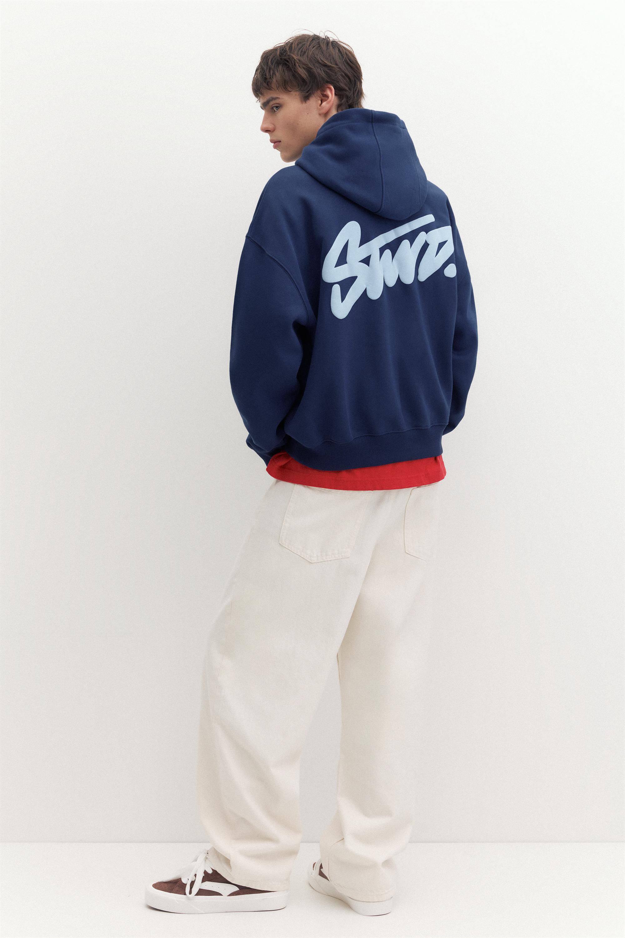 STWD logo boxy hoodie — Navy