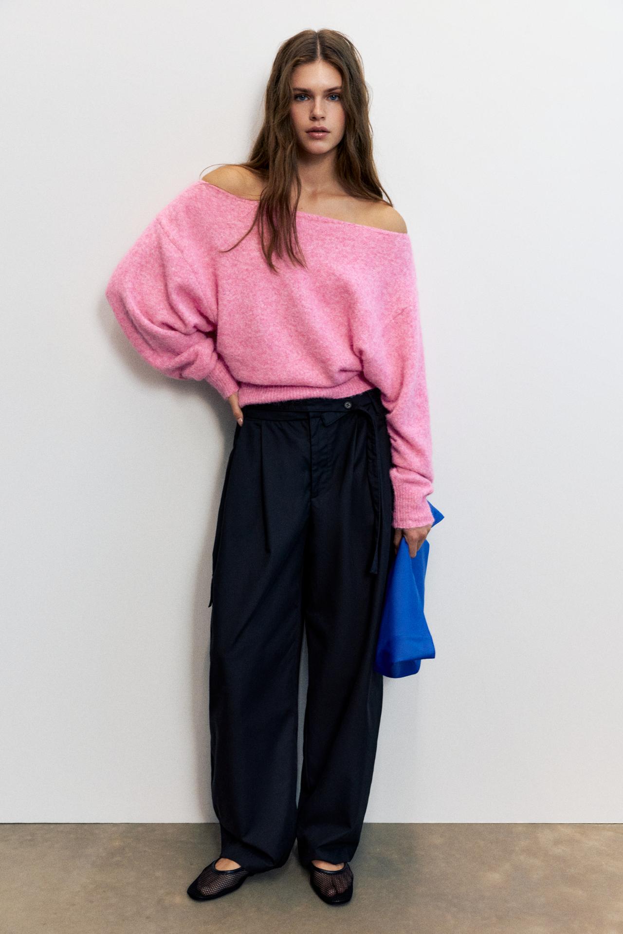 Asymmetric knit jumper — Fuchsia