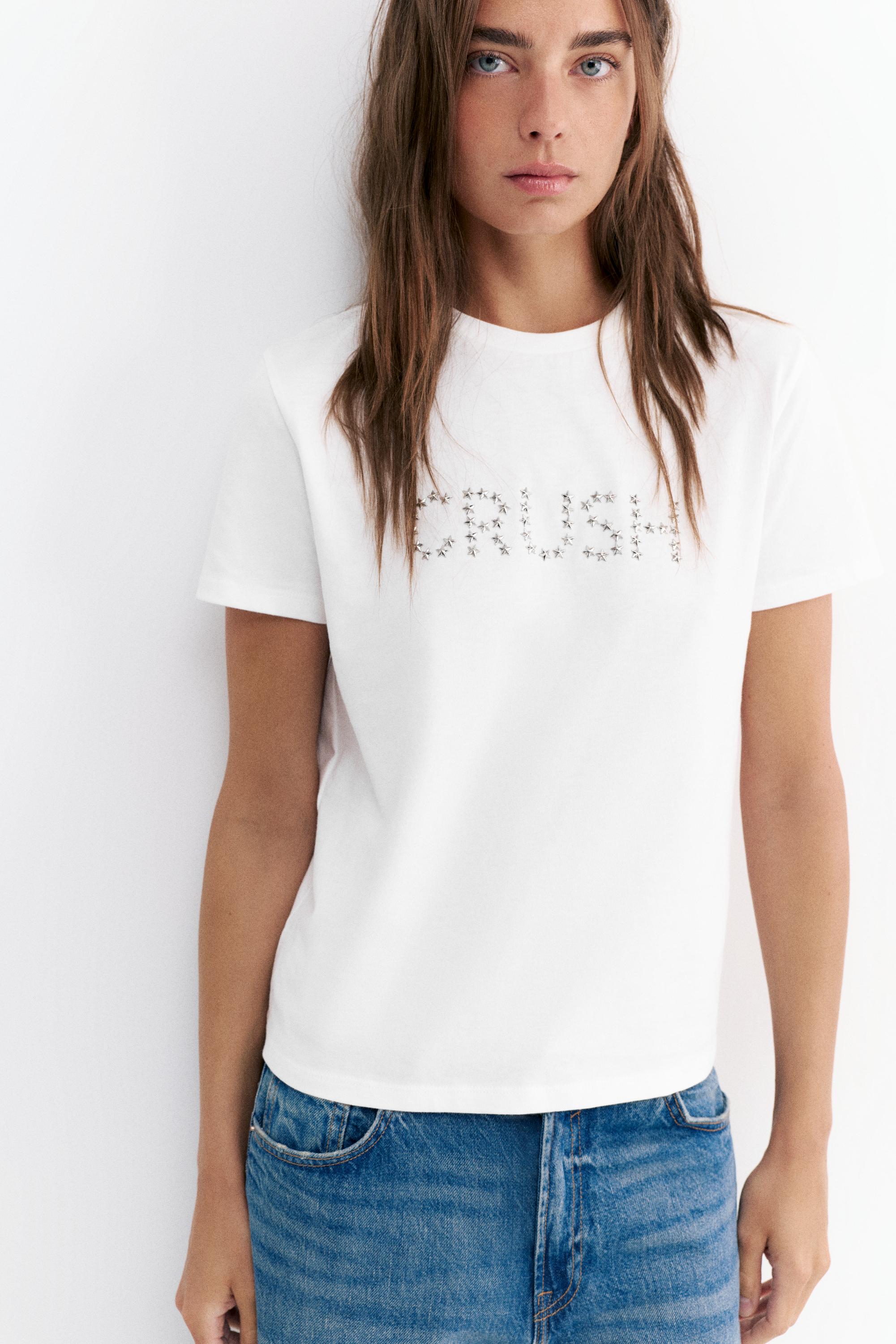Studded graphic T-shirt — White