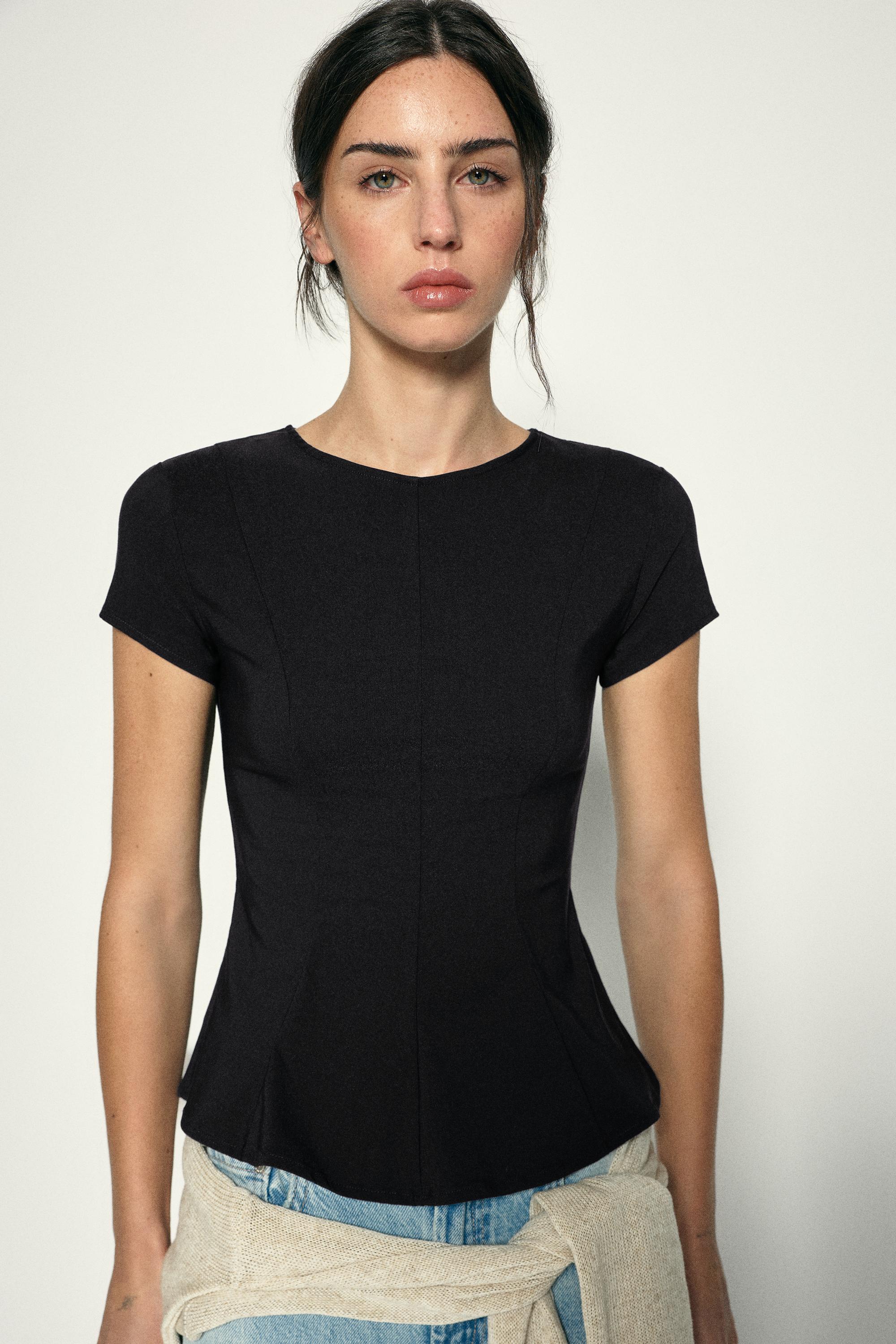 Peplum top — Black