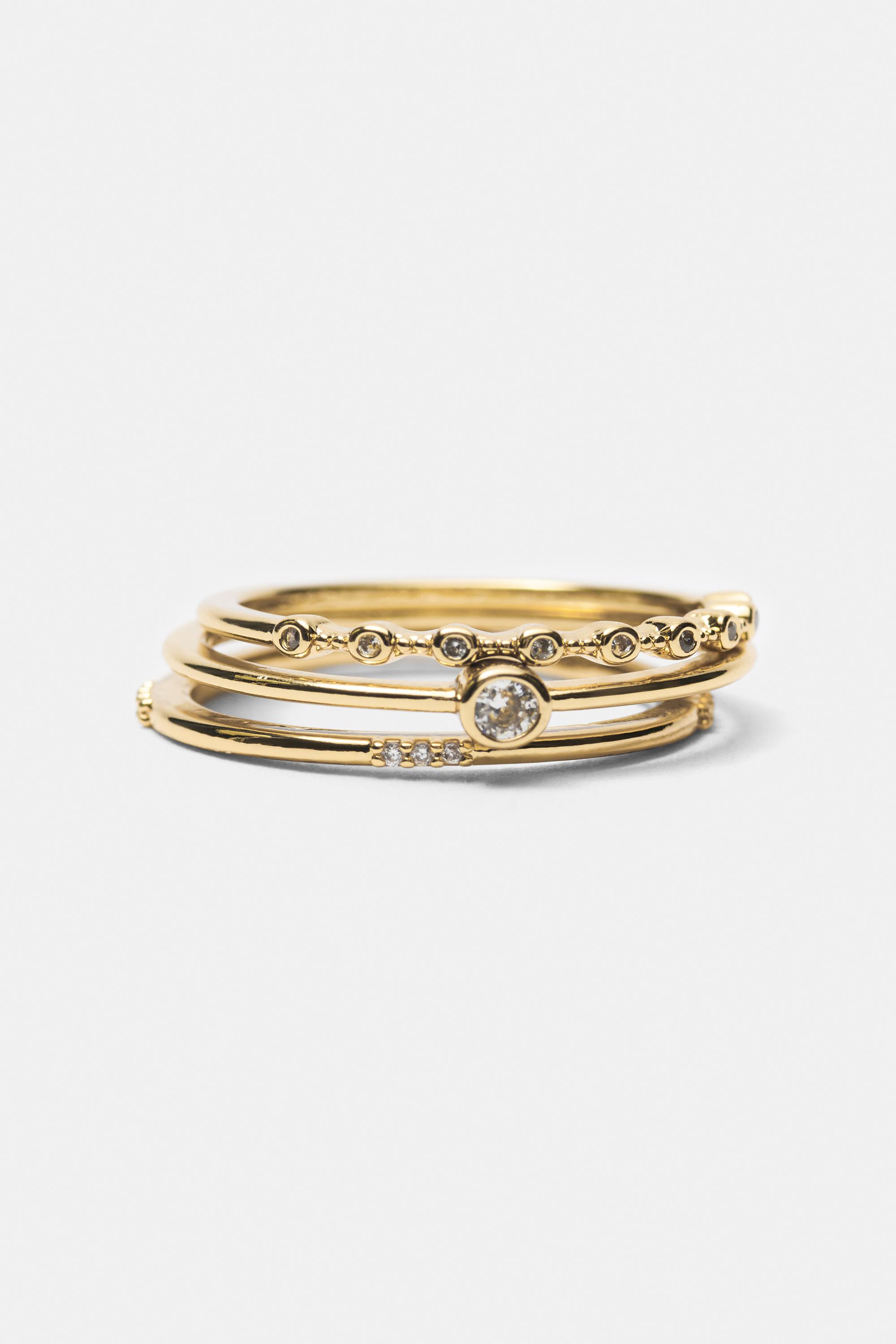Pack of 5 shimmery rings — Gold