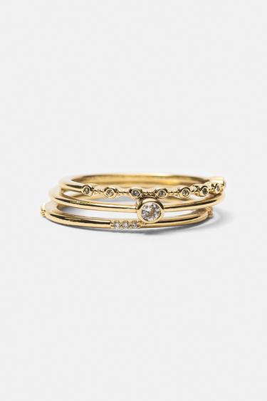 Pack of 5 shimmery rings — Gold 3