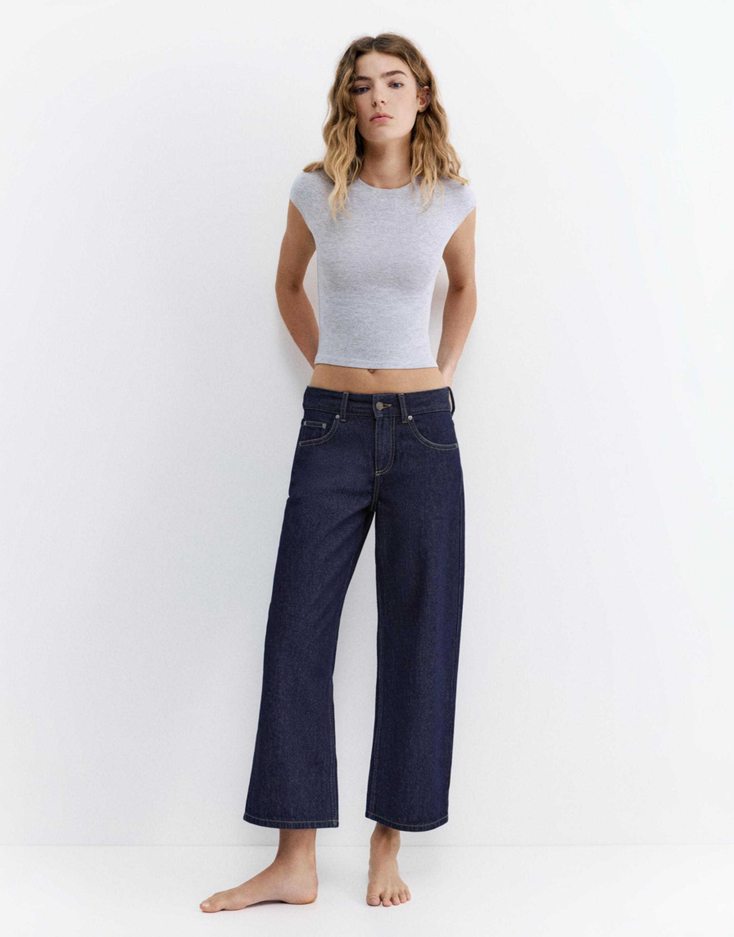 Low-rise culottes jeans — Navy