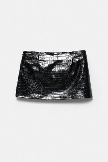 Crocodile leather effect mini skirt — Black 6