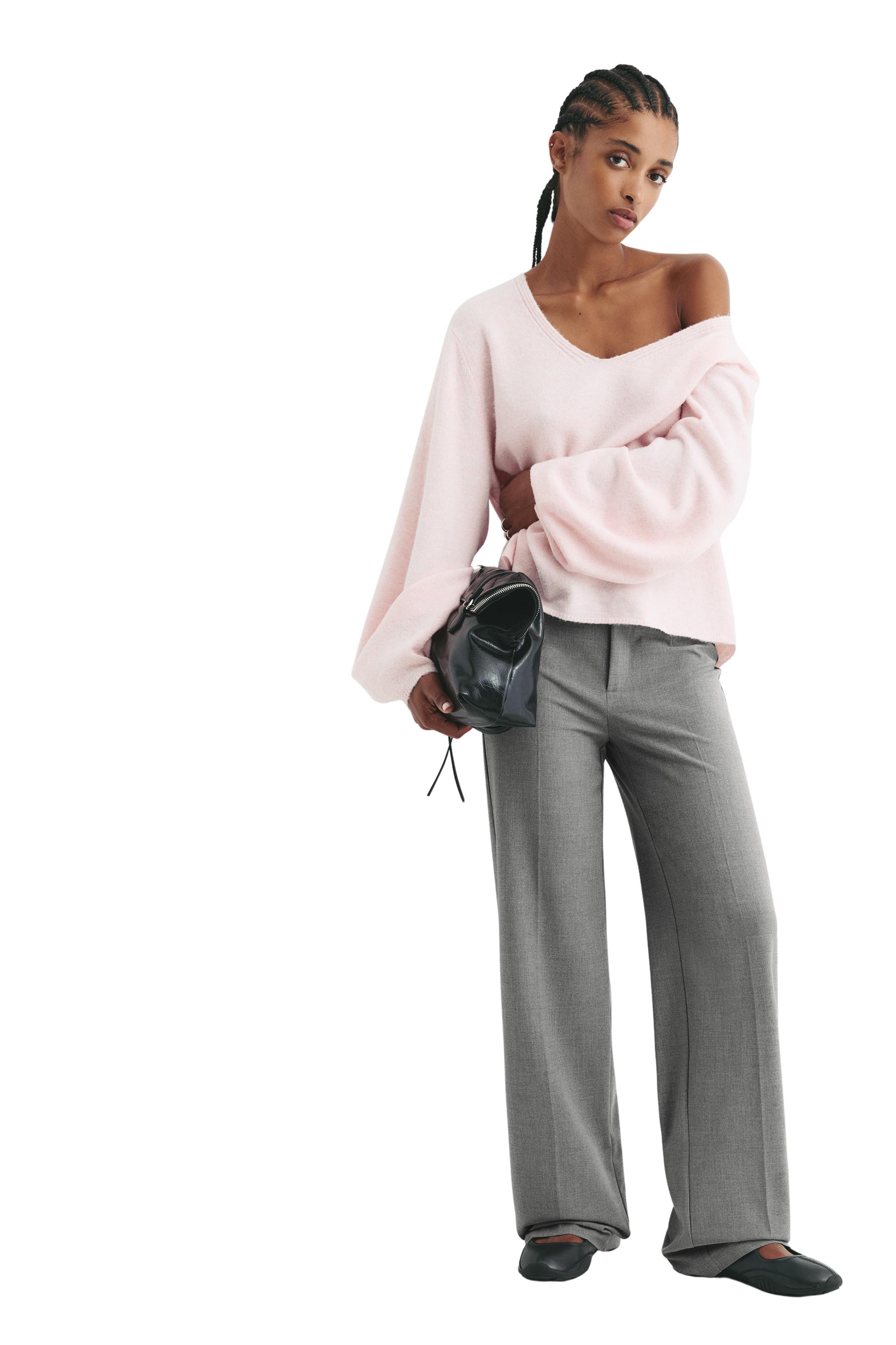 Straight-leg darted trousers — Medium grey
