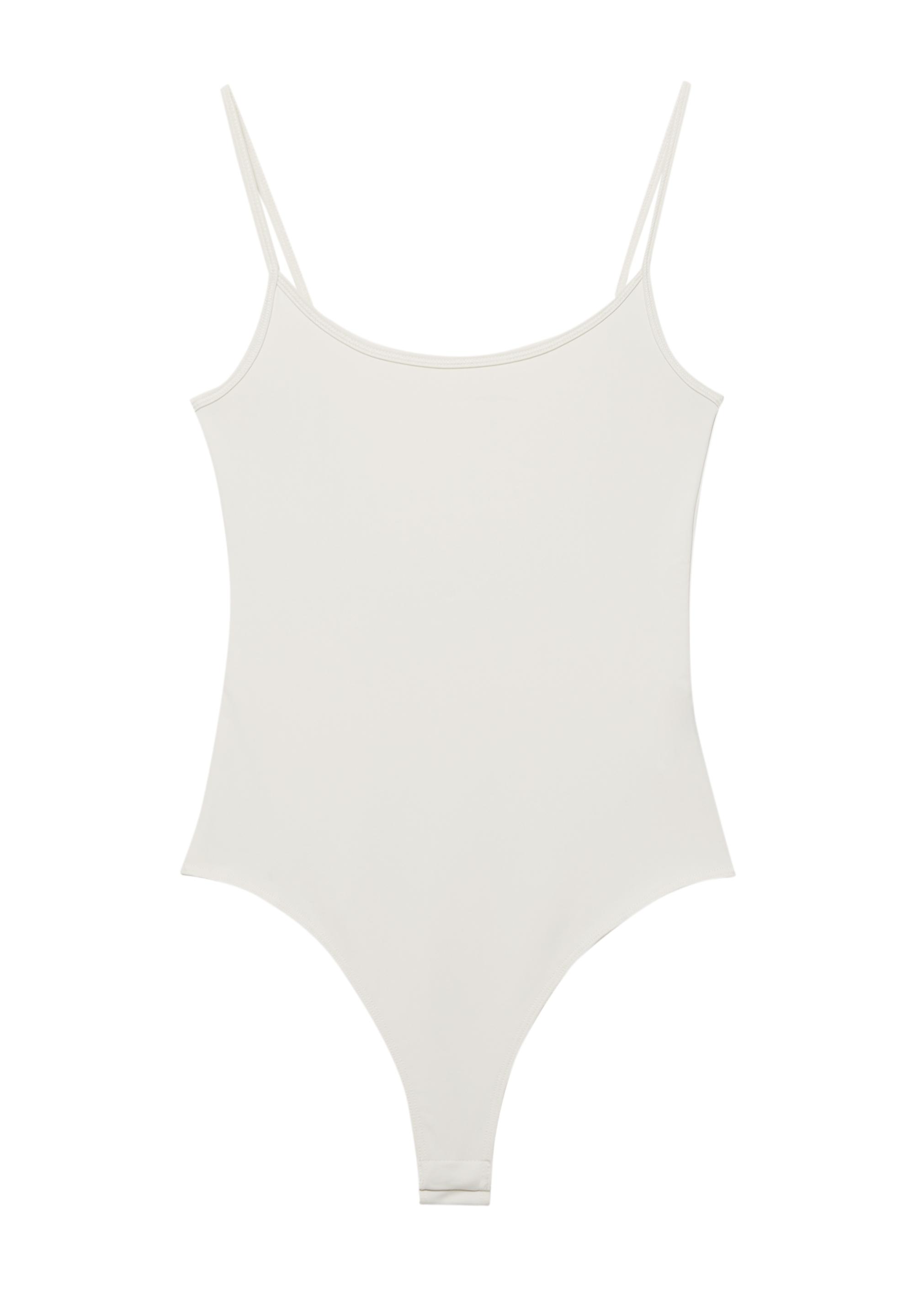 Polyamide bodysuit with thin straps — Cream