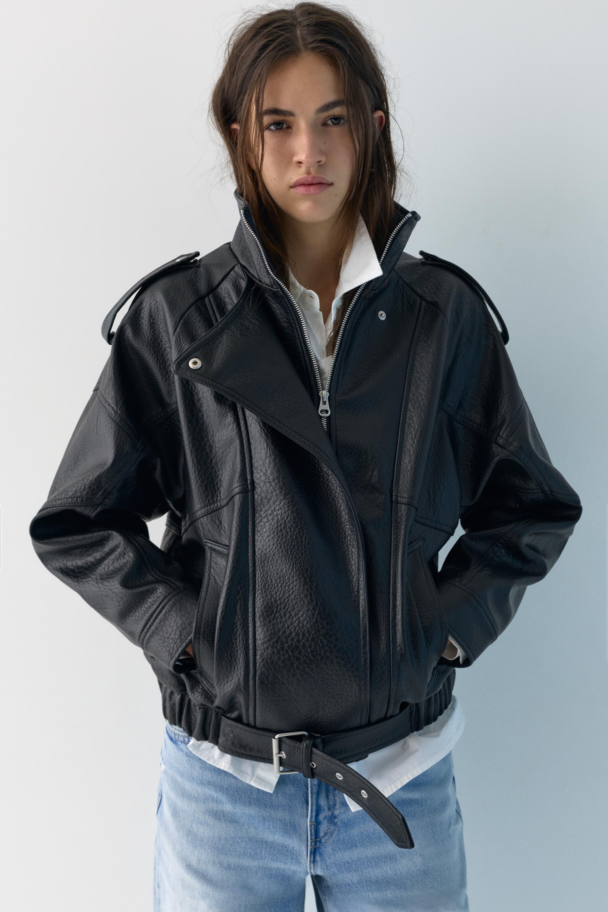 Dik yaka suni deri ceket - Görsel 51