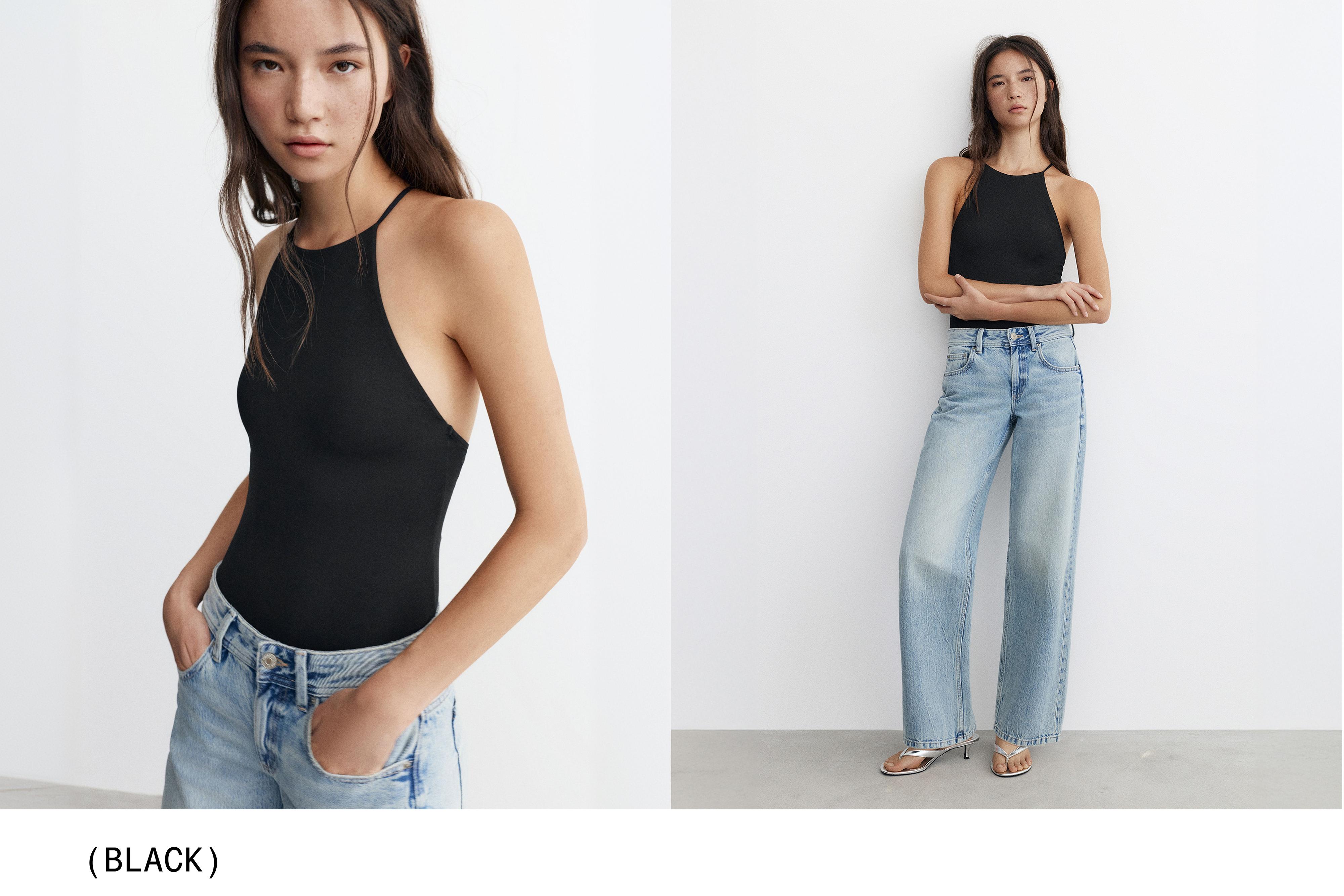 Halter strappy bodysuit — Black