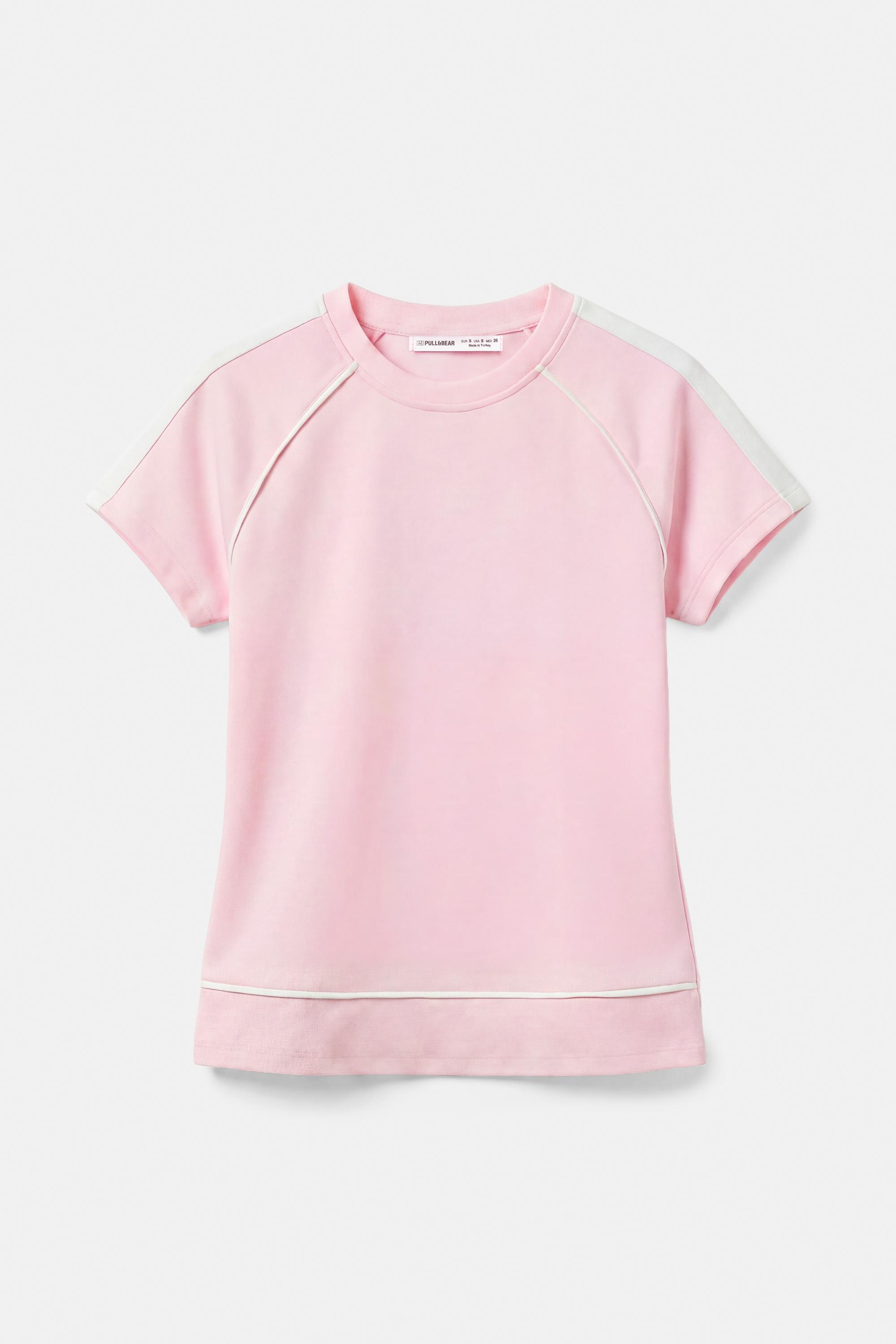 Short sleeve T-shirt with trims — Pink