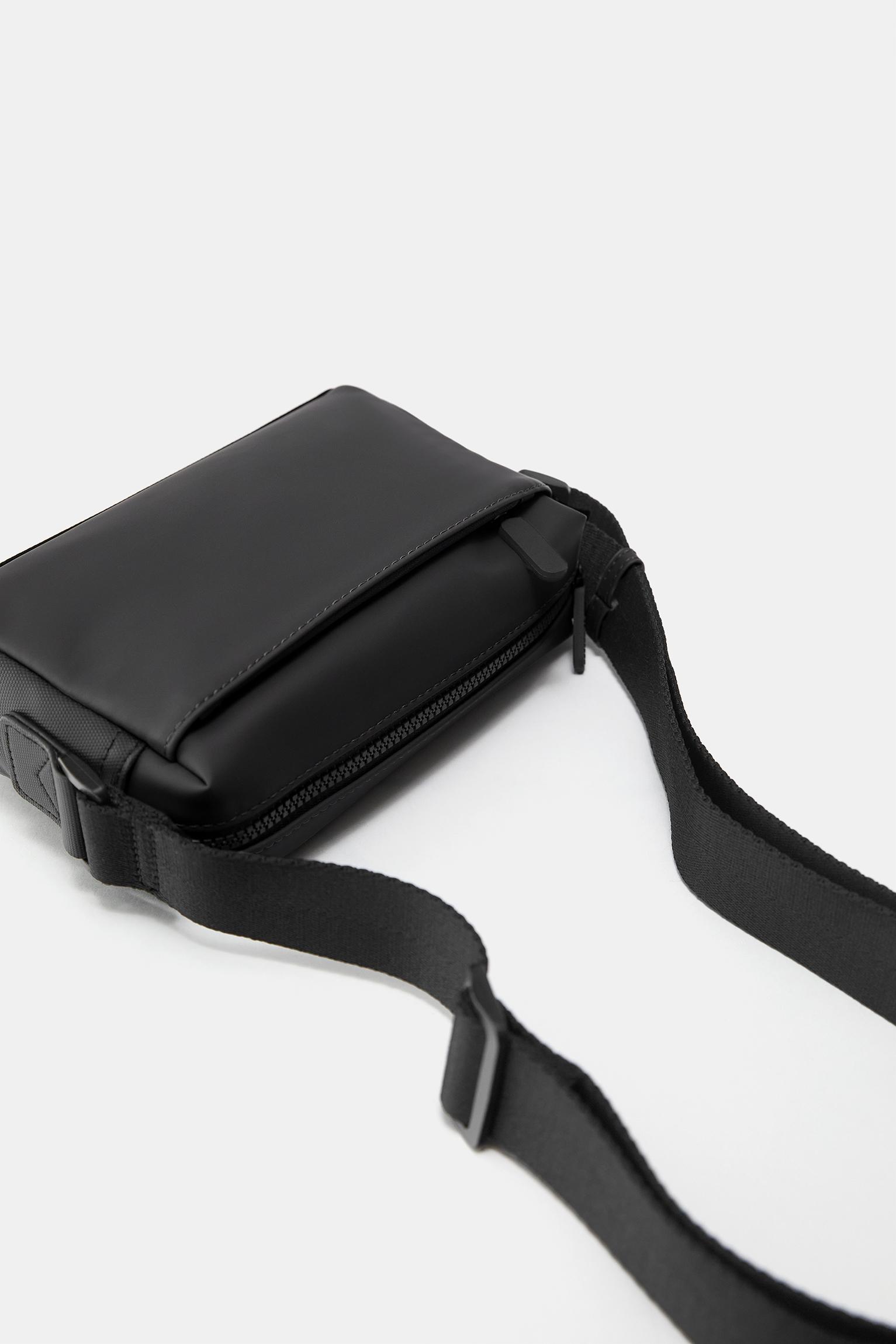 Rubberised crossbody bag — Black