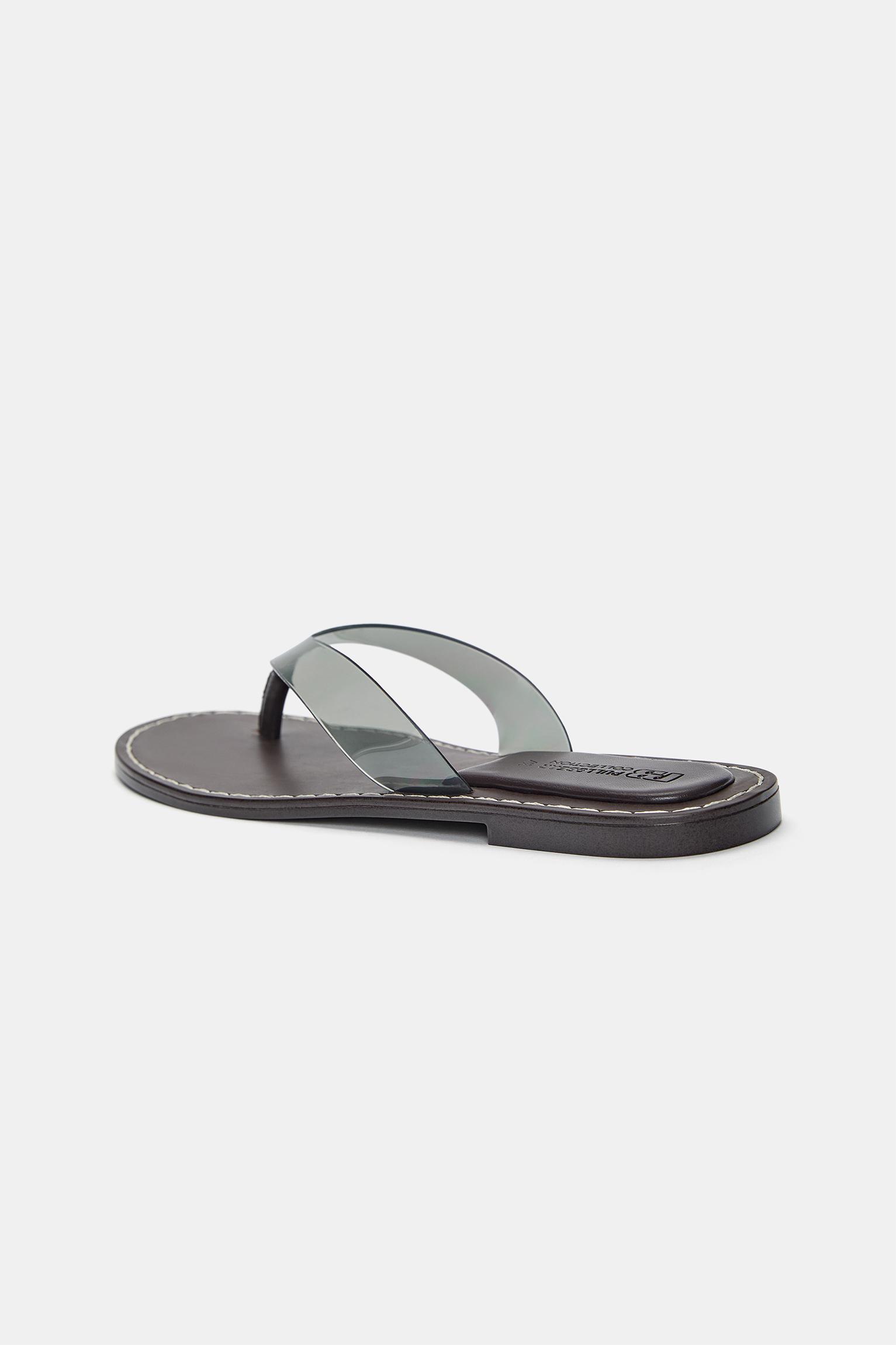 Vinil detaylı düz sandalet - Görsel 9