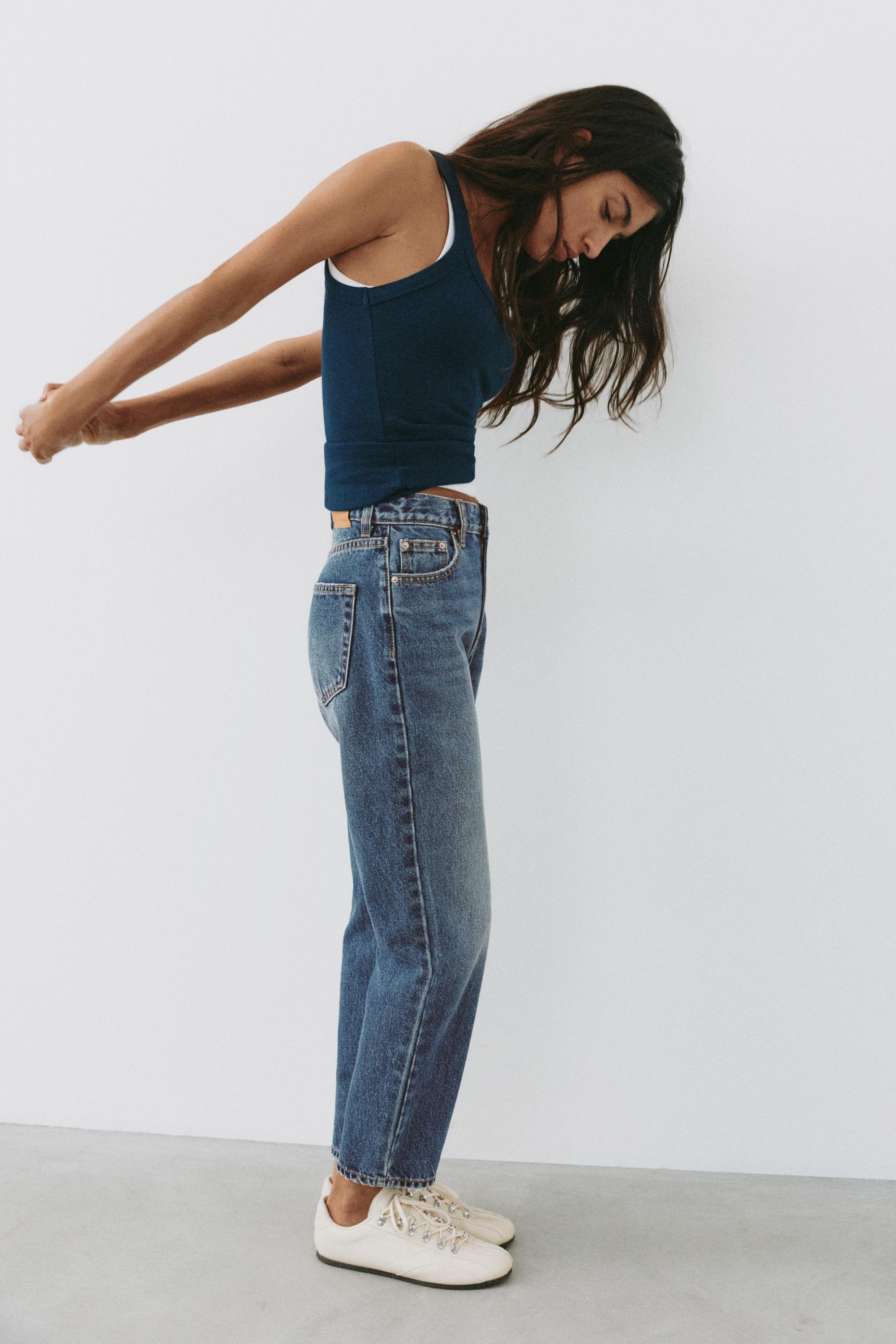 High-waist mom jeans — Dark blue