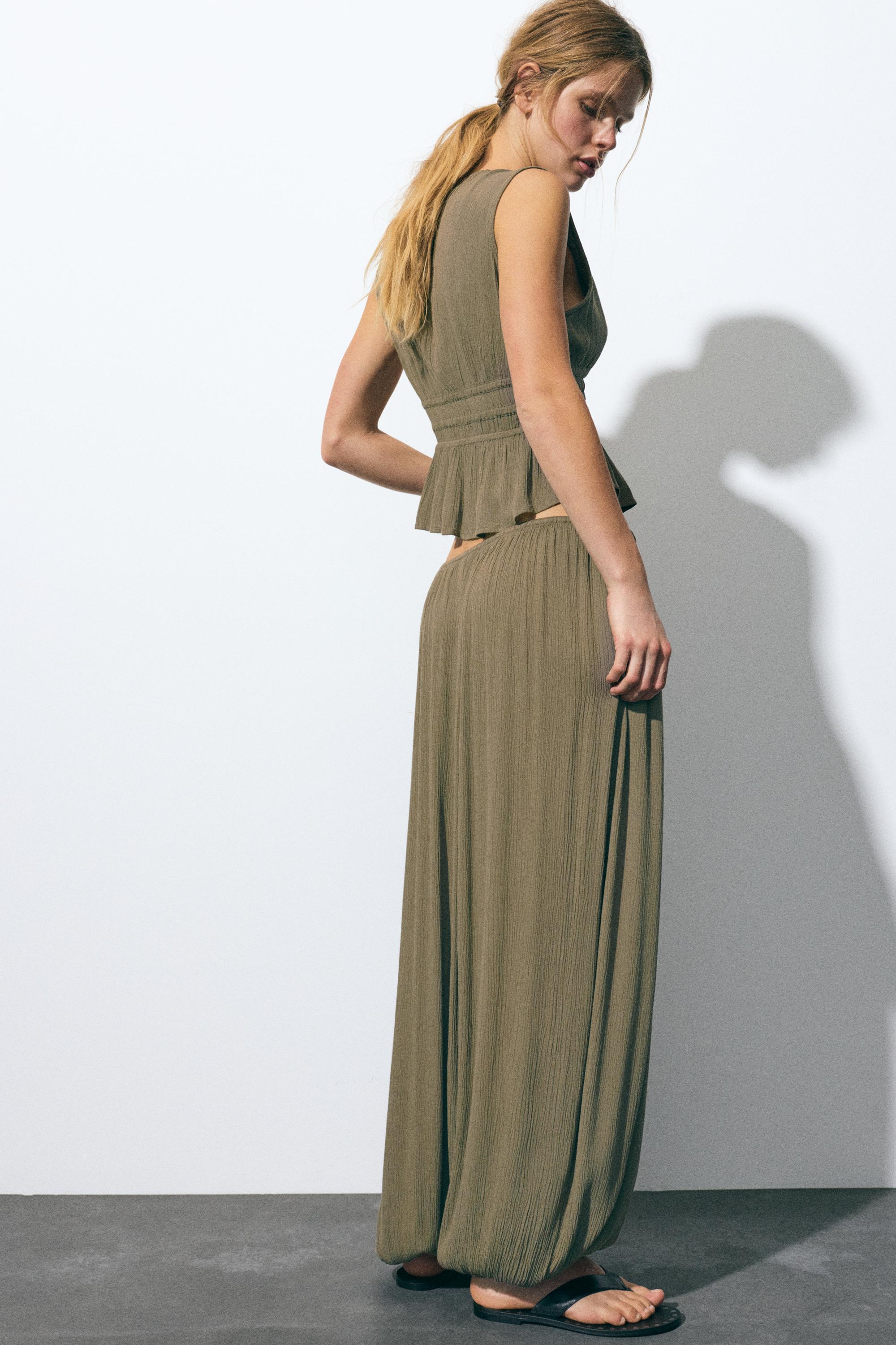 Crepe top with ties — Green
