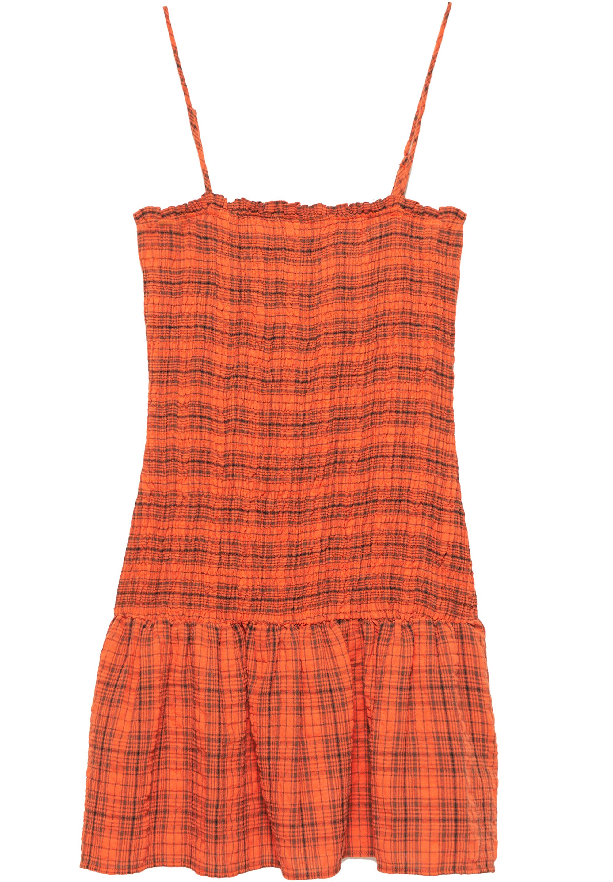 Check smocked dress