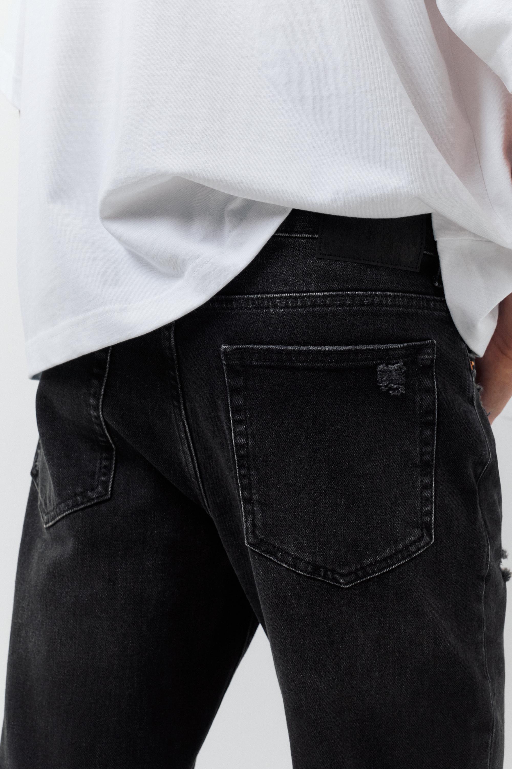 Ripped slim fit jeans — Faded black