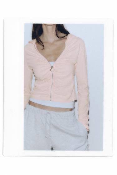 Ruched hooded jacket — Pastel pink 4