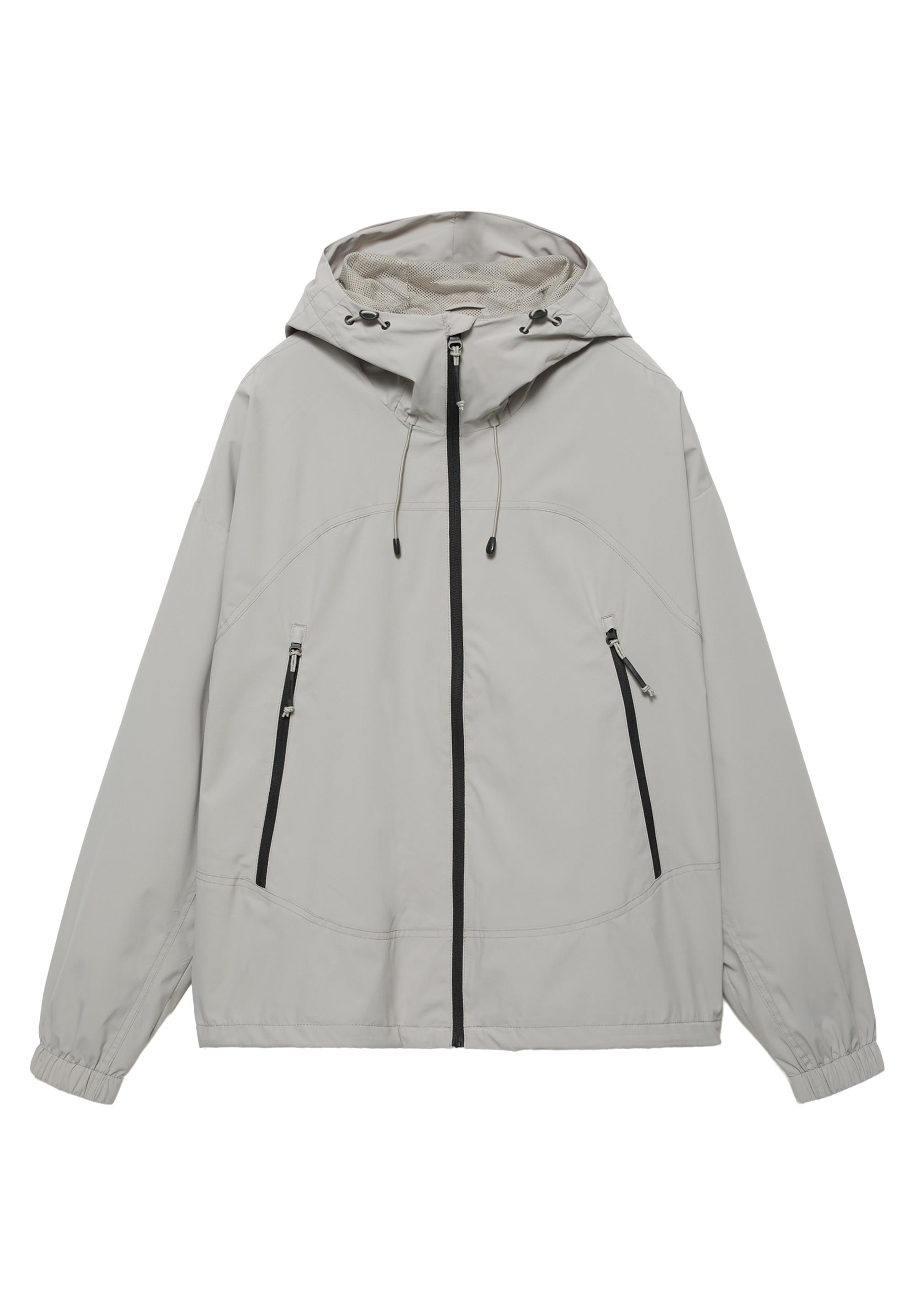 Lightweight hooded raincoat — Pale marl