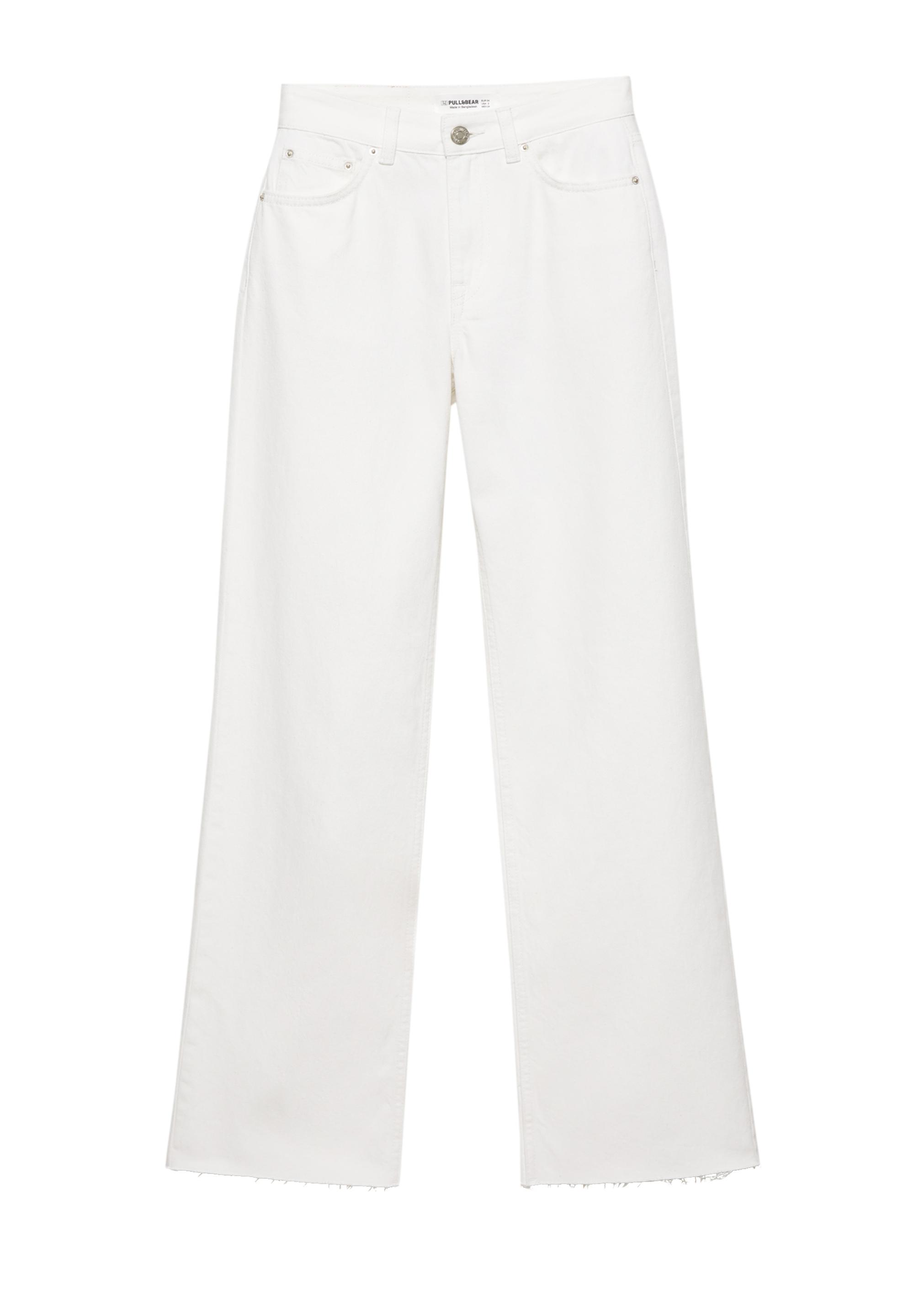High-waist wide straight-leg jeans — White-t