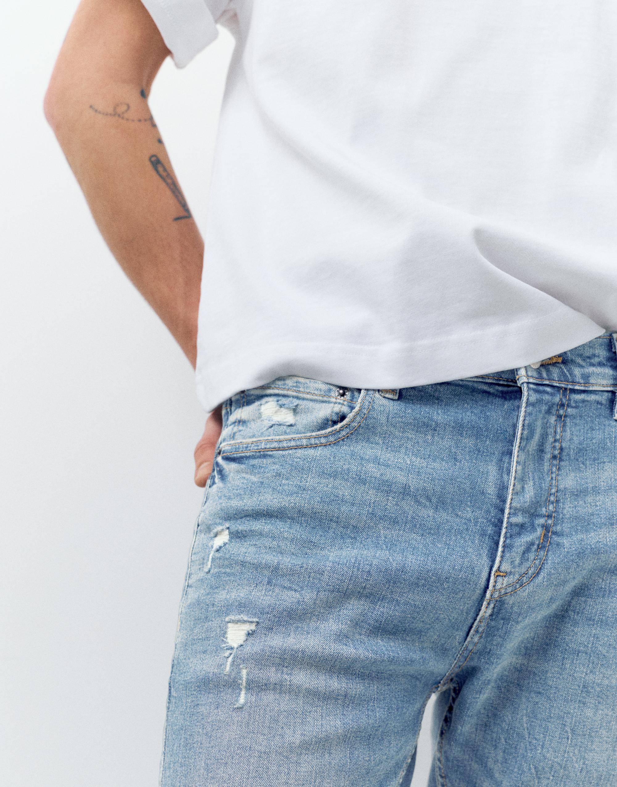 Ripped skinny jeans — Medium blue