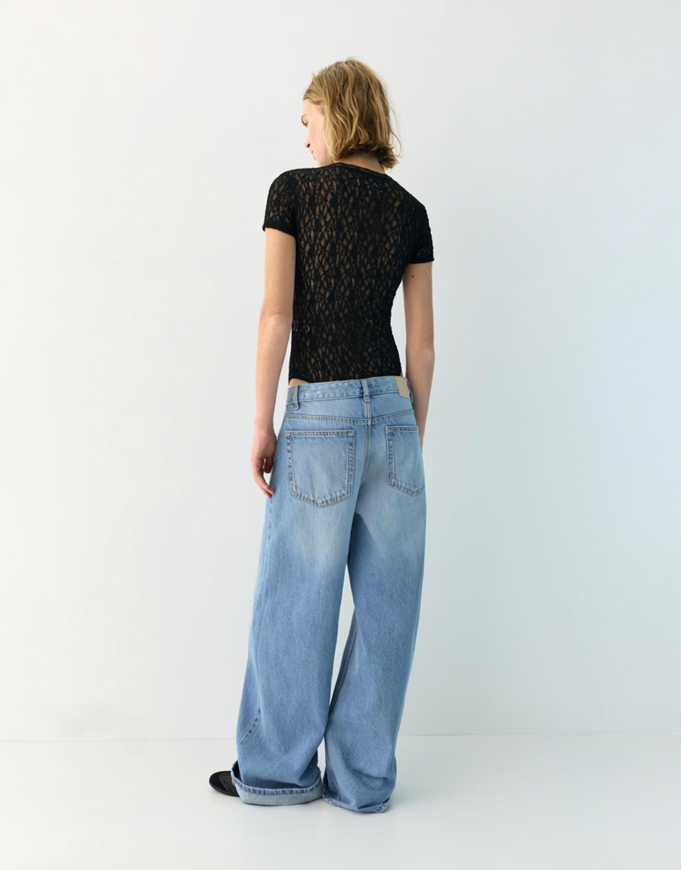 Short sleeve lace bodysuit — Black
