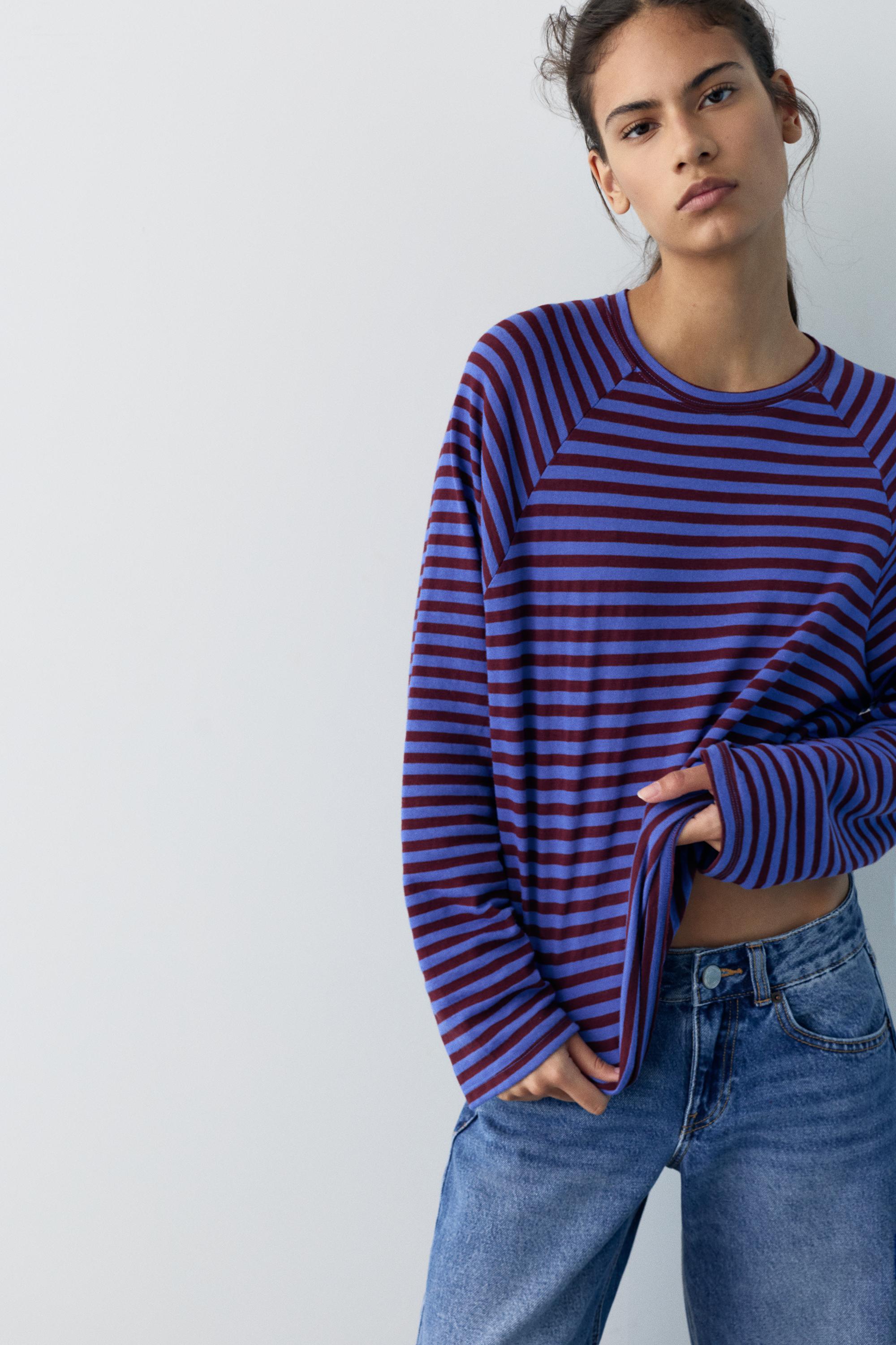 Uzun kollu çizgili tişört - Görsel 44