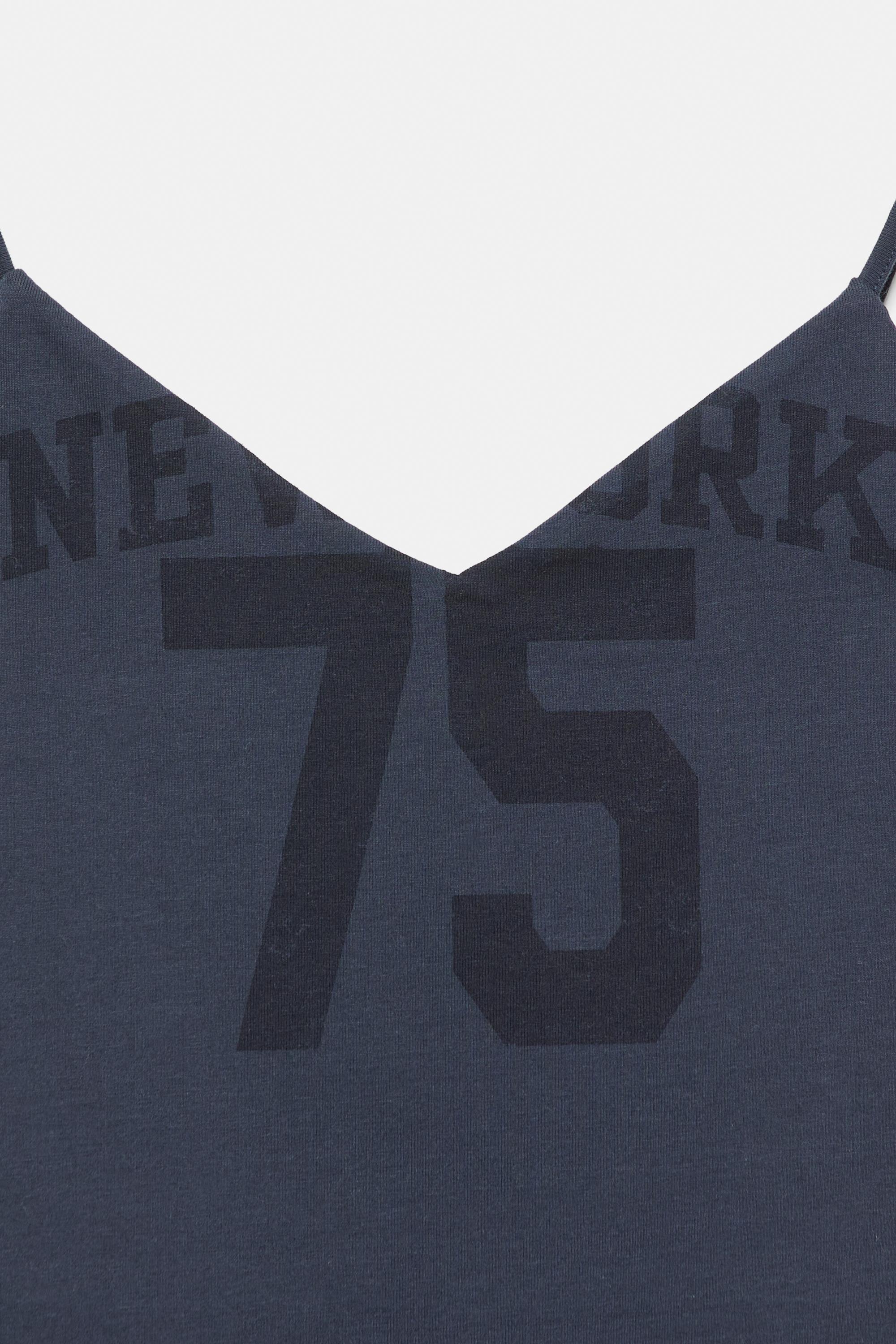 New York graphic strap top — Navy