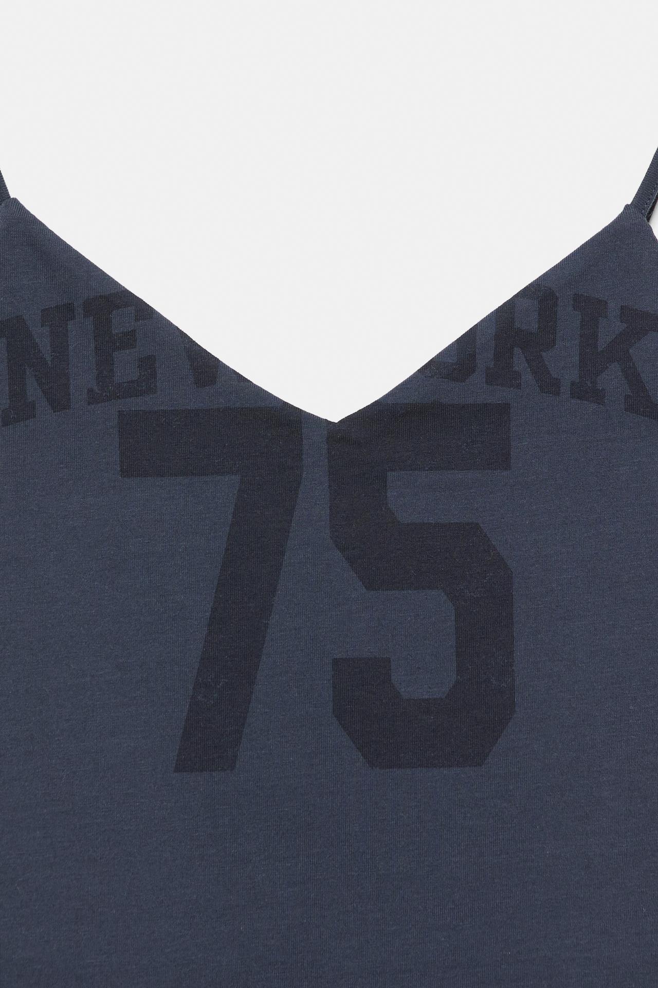 New York graphic strap top — Navy