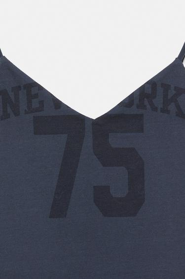 New York graphic strap top — Navy 7
