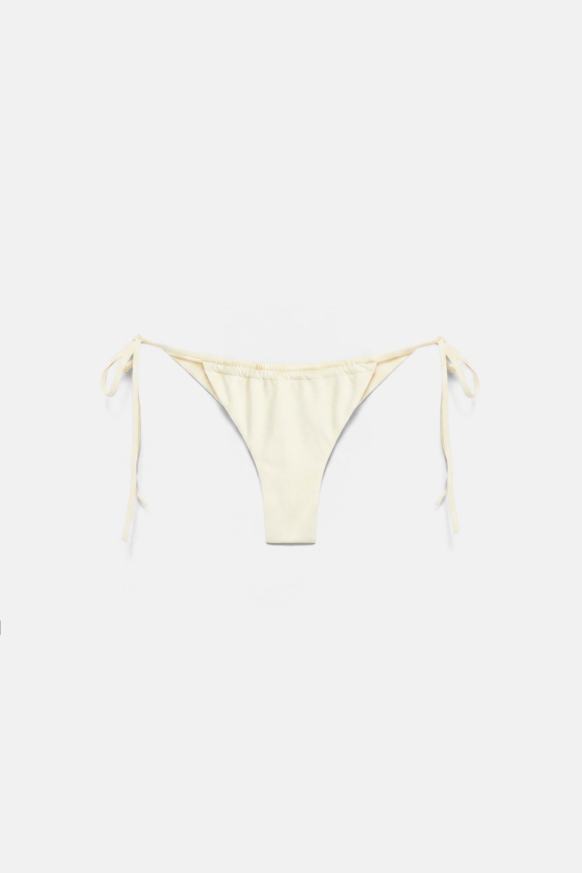 Draped bikini bottoms — Pastel yellow