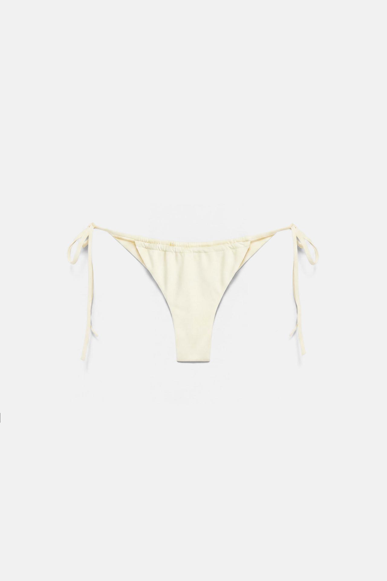 Draped bikini bottoms — Pastel yellow