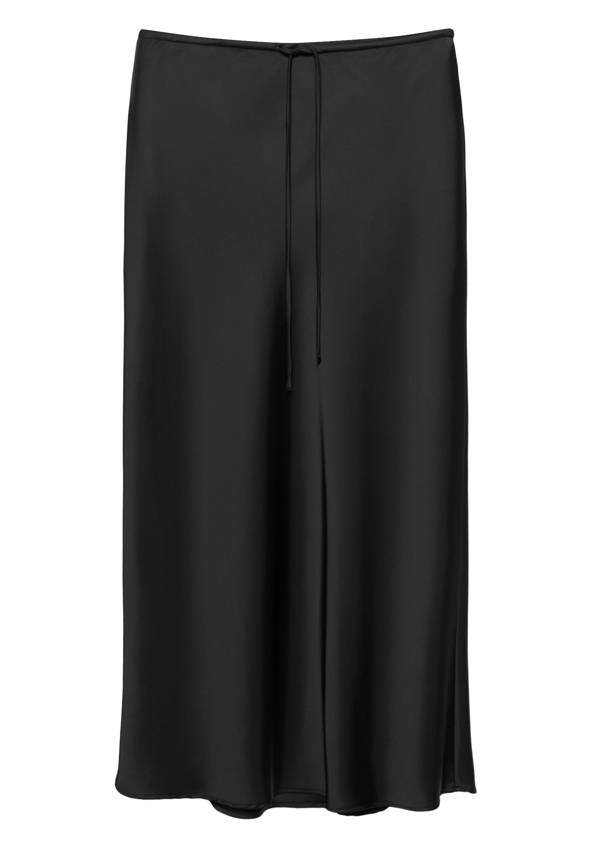 Satin midi skirt — Black