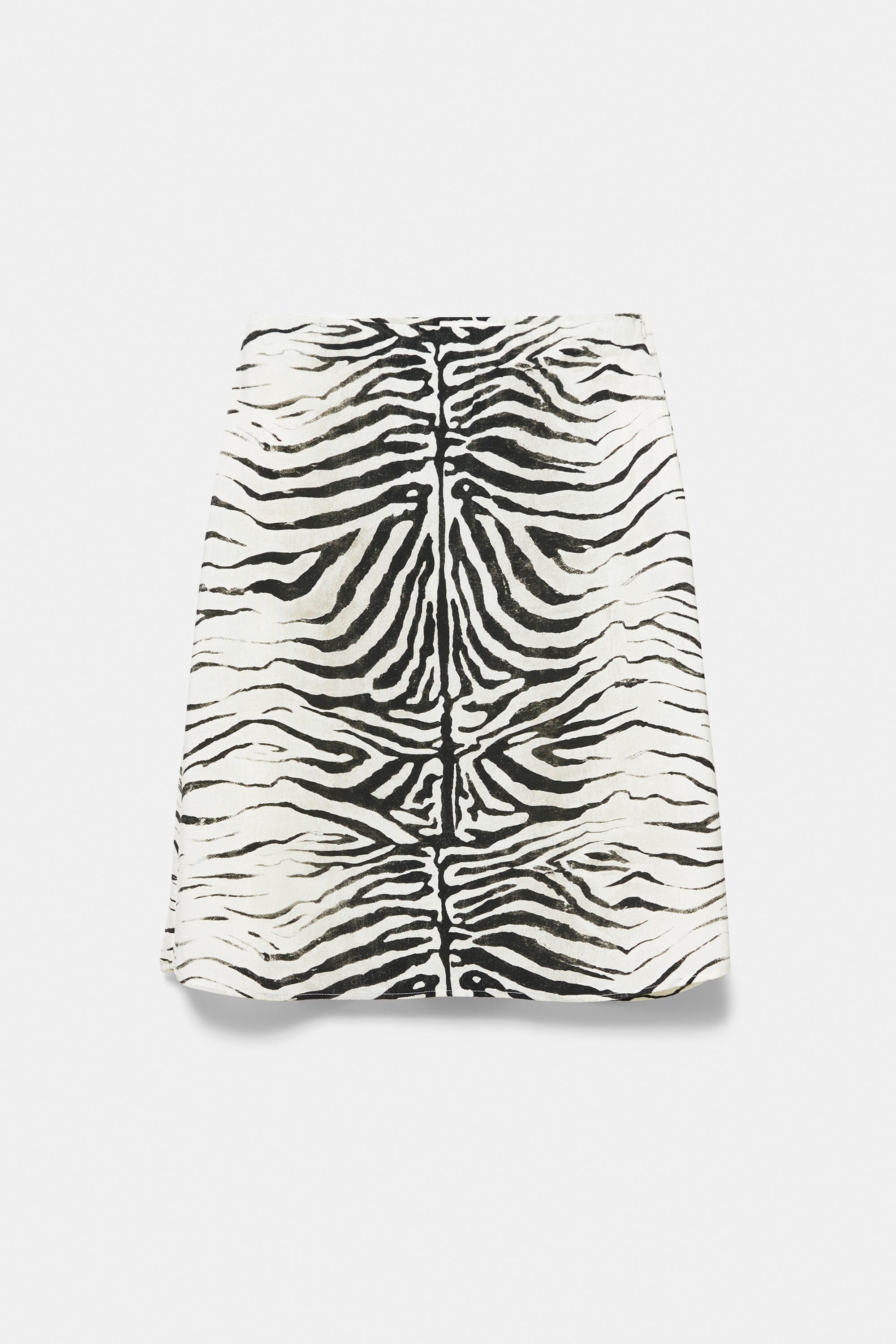 Zebra print midi skirt — Ice