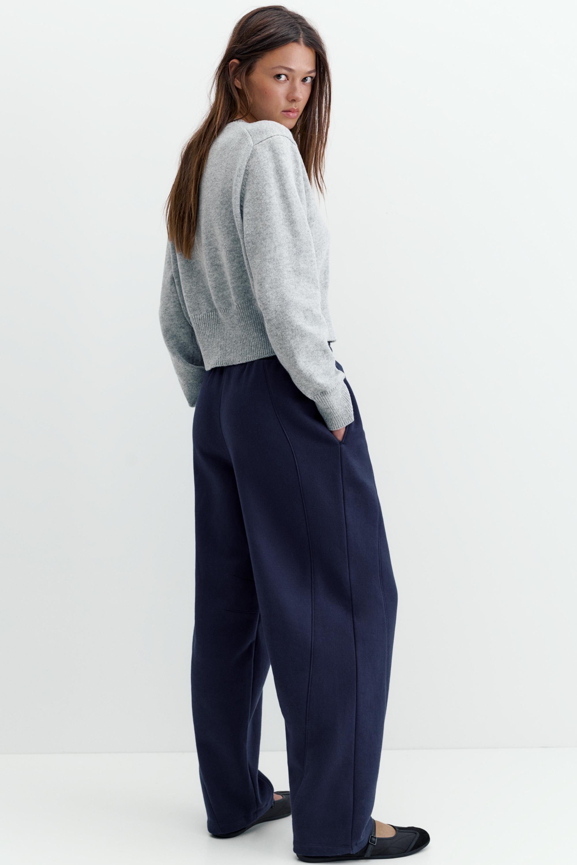 Barrel fit tracksuit trousers — Navy