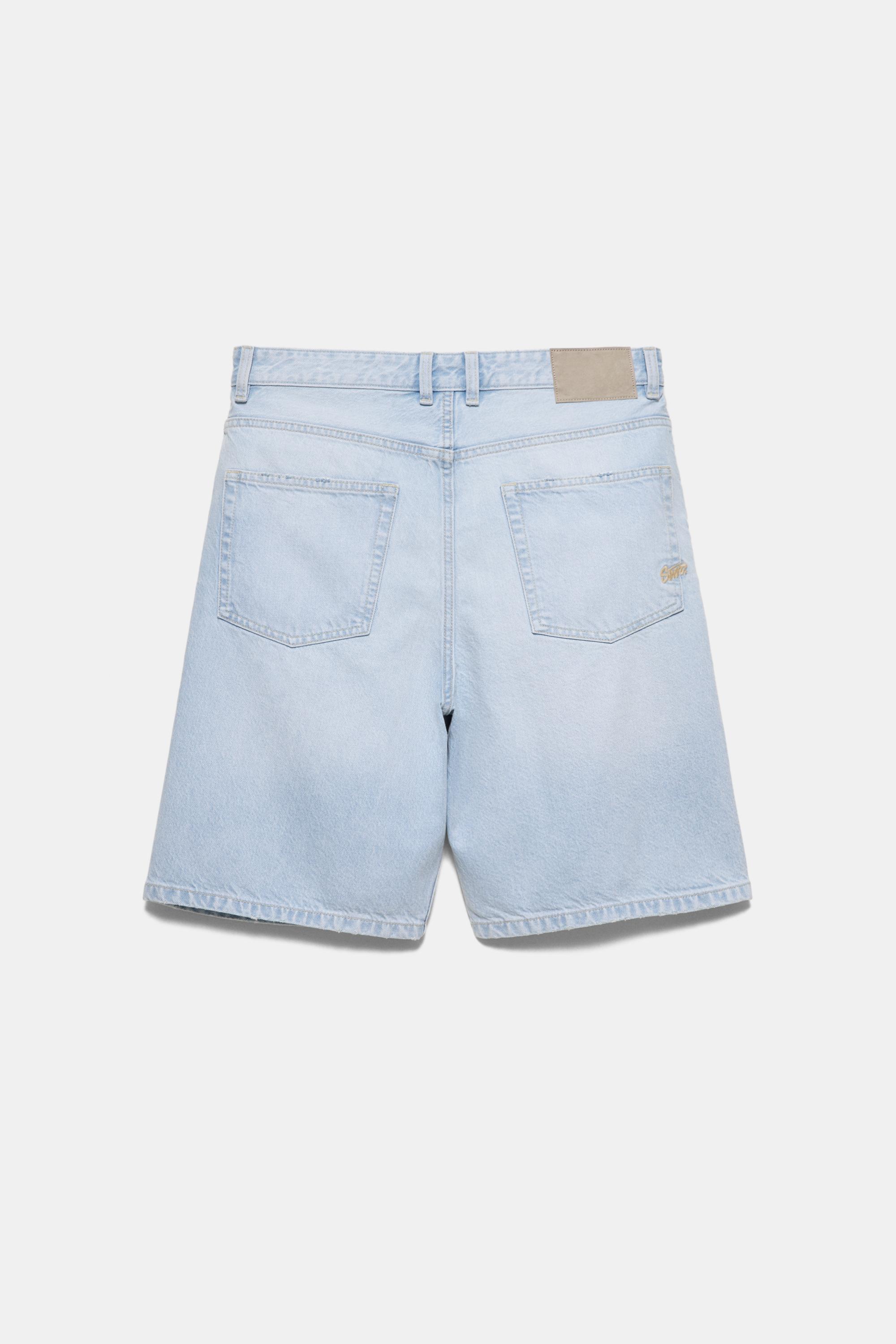 Baggy denim Bermuda shorts — Pale indigo