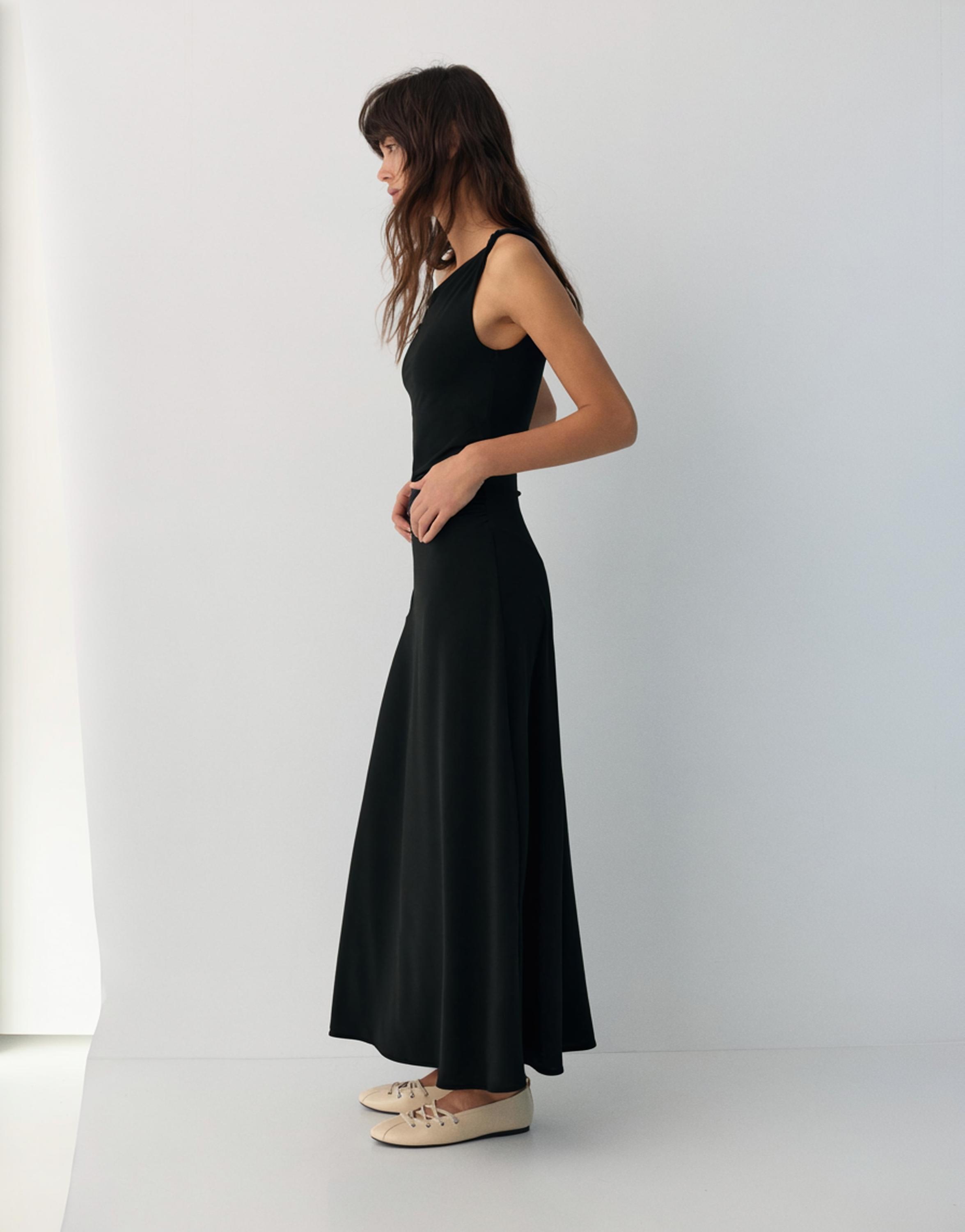 Asimetrik midi elbise - Görsel 10