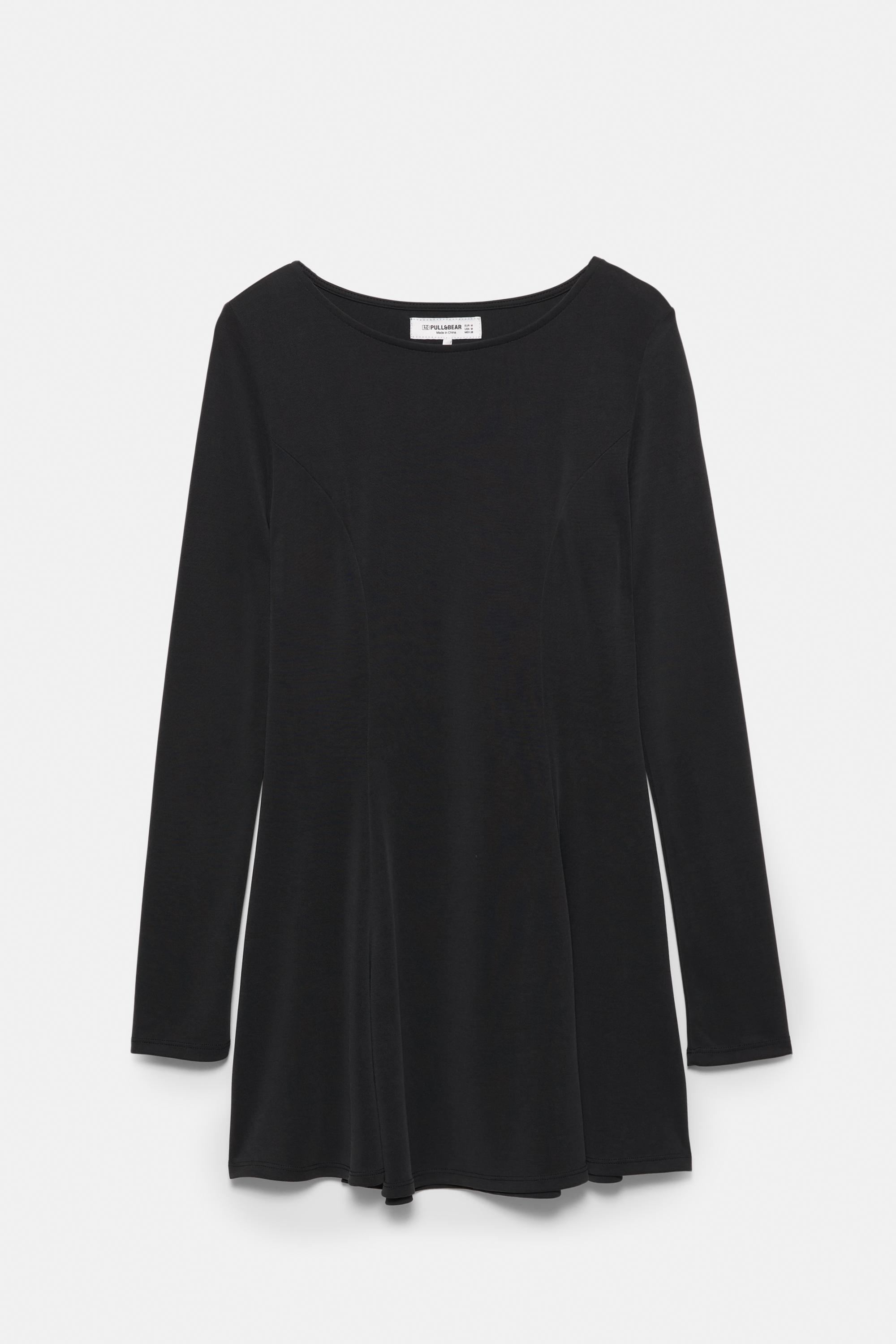 Short cupro dress with a flowing hem — Anthracite grey