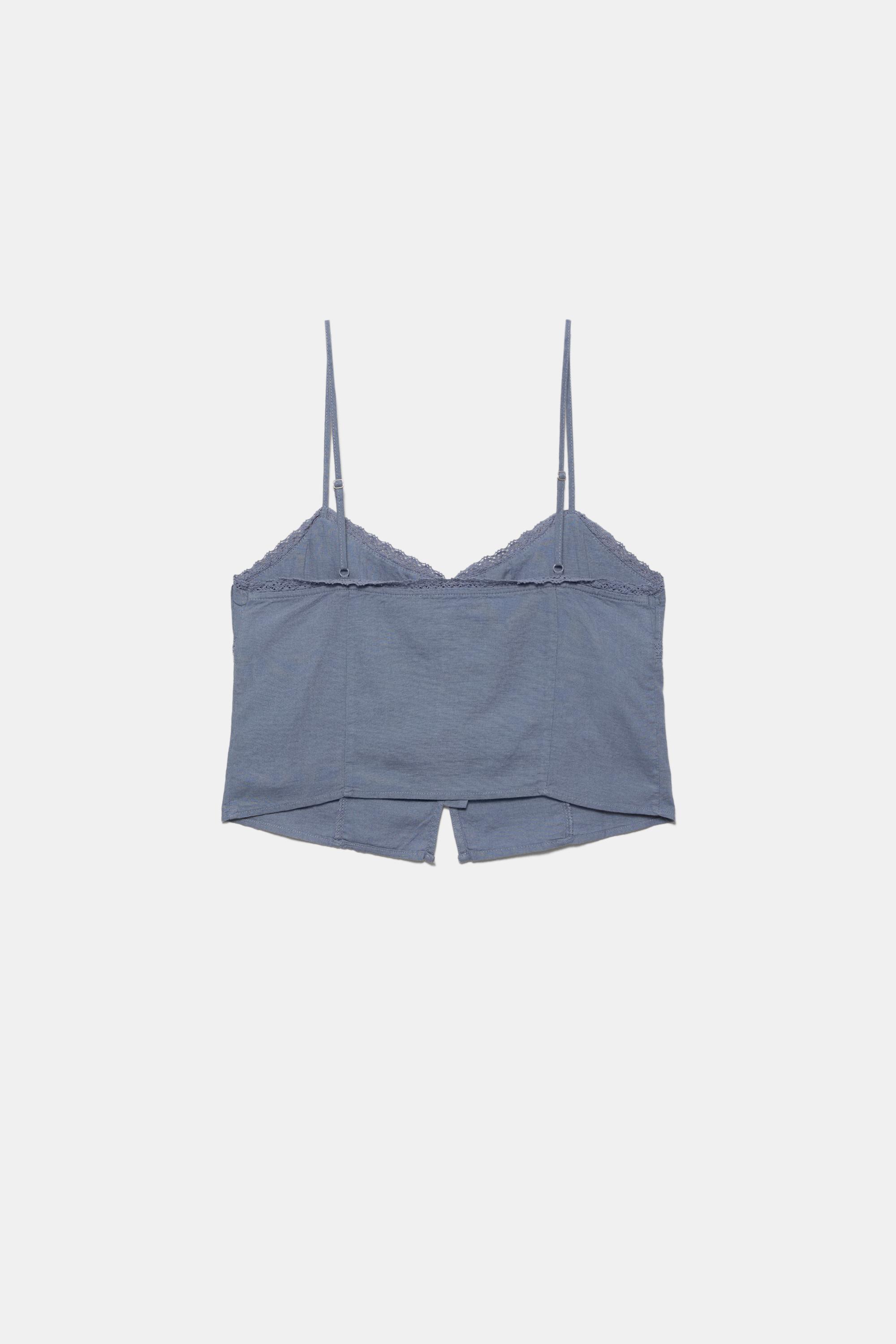 Linen blend camisole top — Blue