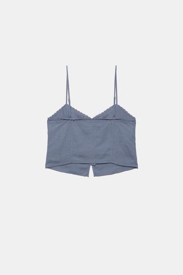 Linen blend camisole top — Blue 7