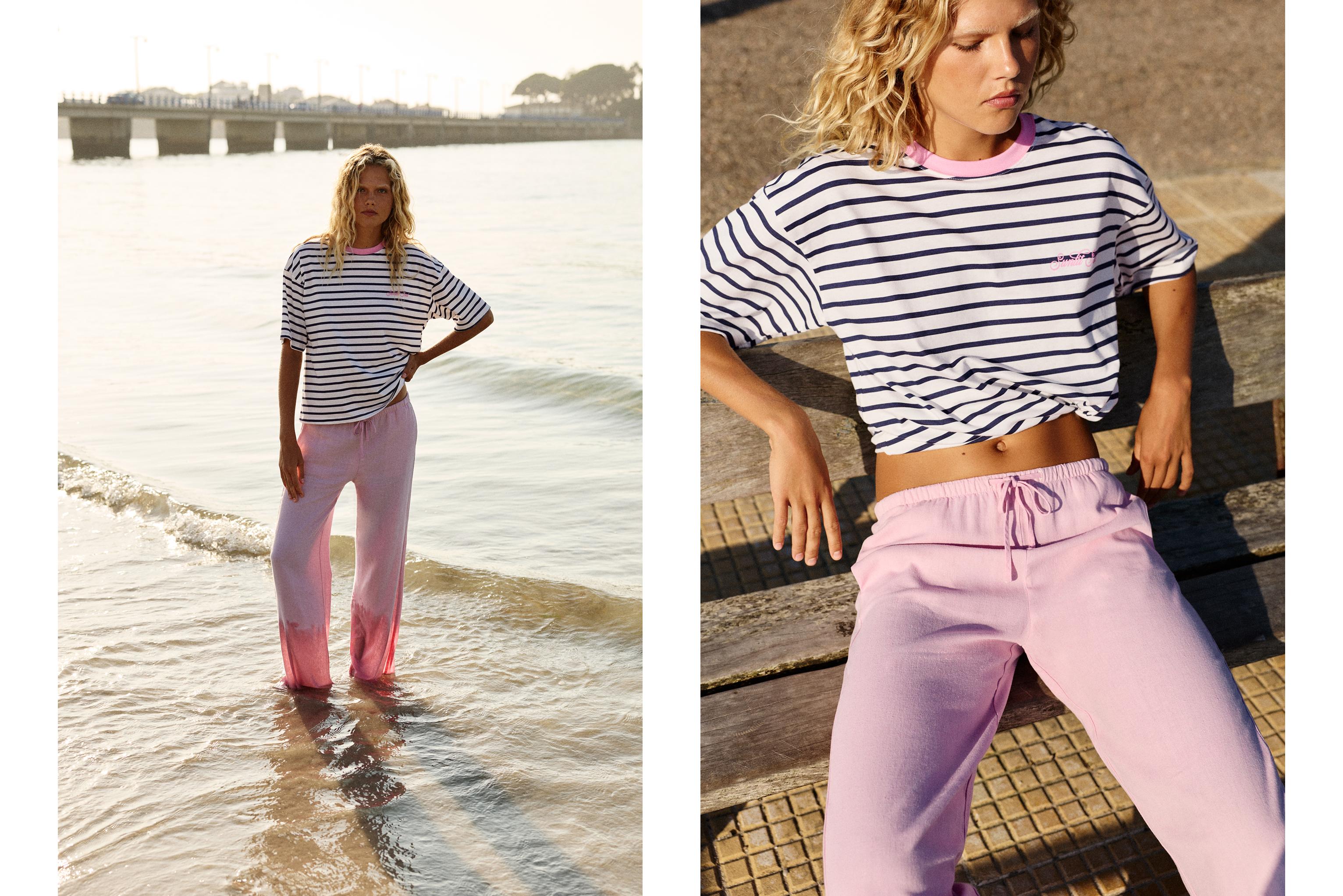 Oversize striped T-shirt — Navy