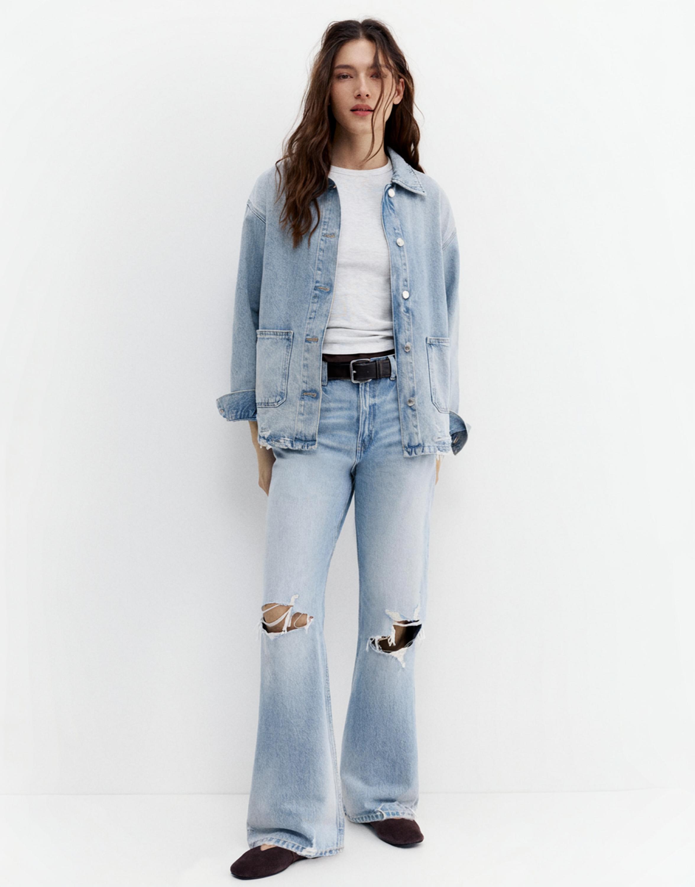 Worker denim ince ceket - Görsel 9