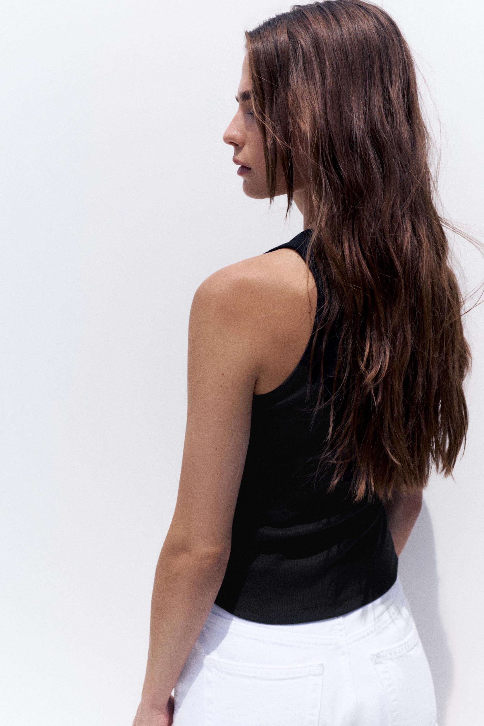 Mallorca rhinestone top — Black