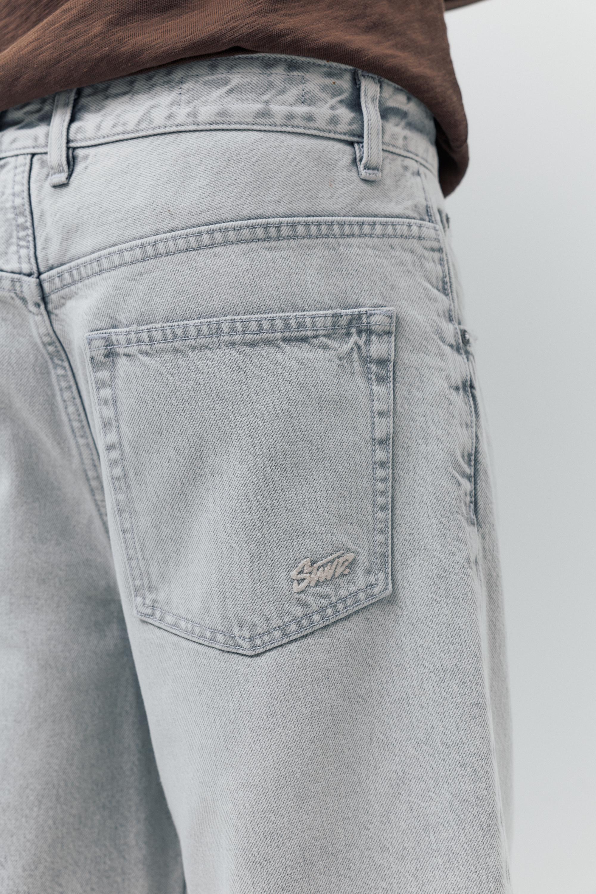 Baggy denim Bermuda shorts — Dark grey